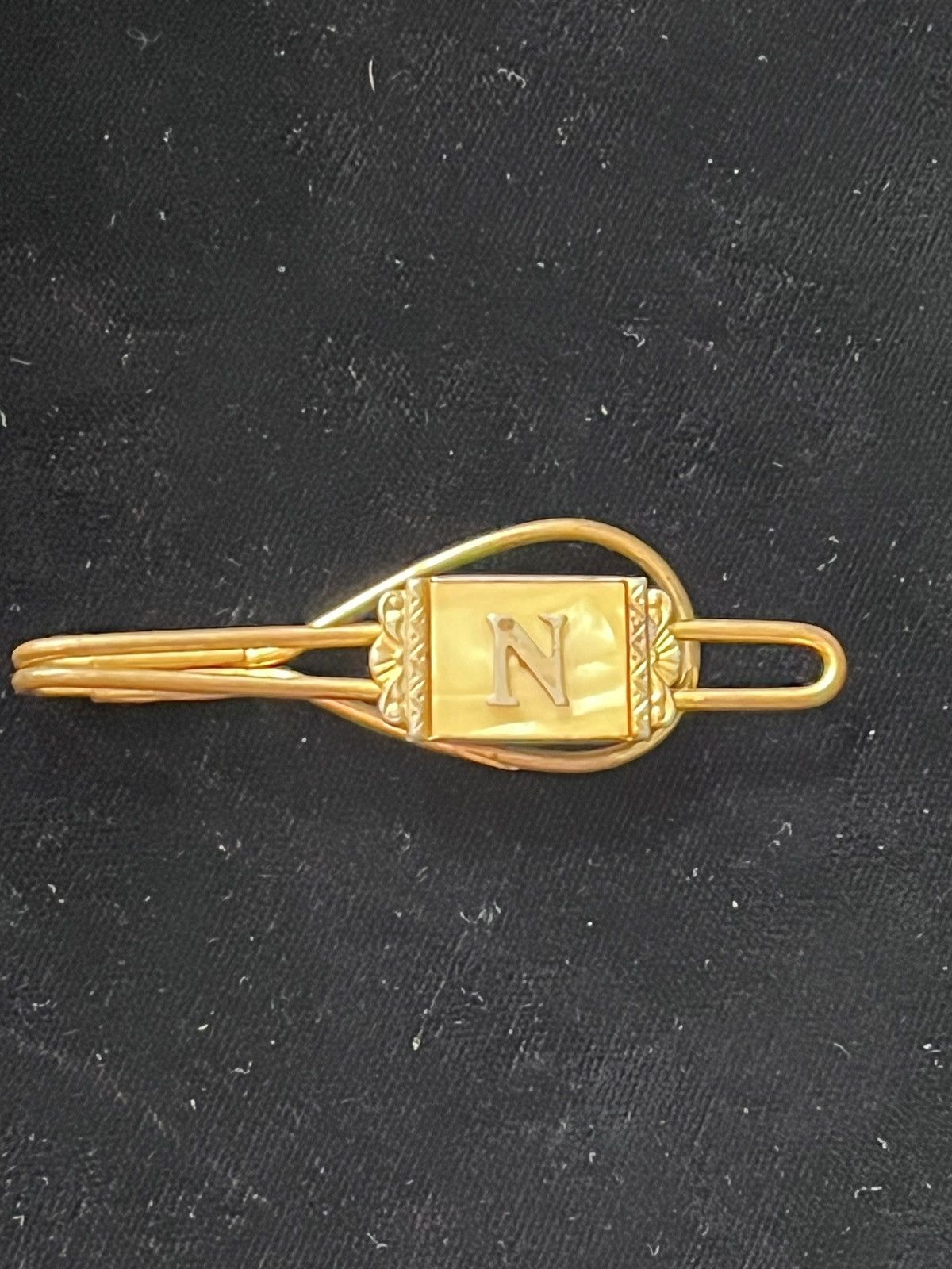 Other Vintage 50s 60s Gold Tone Tie Clip Initial N Mother Pearl Size ONE SIZE - 1 Thumbnail