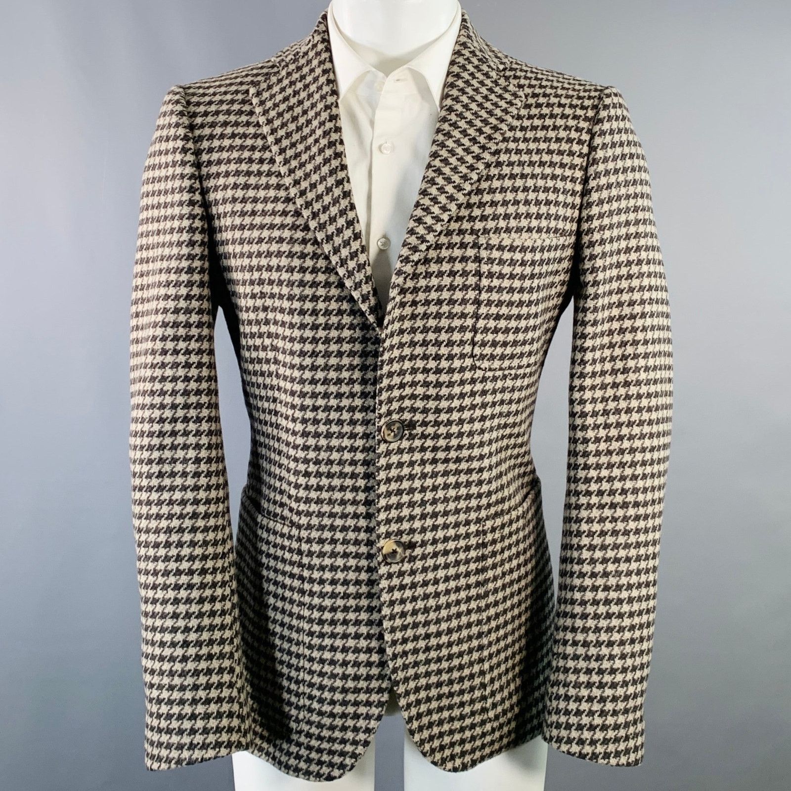 Bally BALLY Size 40 Houndstooth Wool Blend Notch Lapel Sport Coat Size 40R - 1 Thumbnail