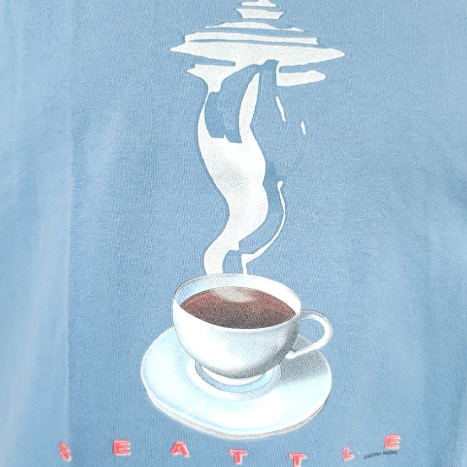 Vintage VINTAGE Seattle Coffee T Shirt Mens Size Large Blue 90s Space Needle Destination Size US L / EU 52-54 / 3 - 3 Thumbnail