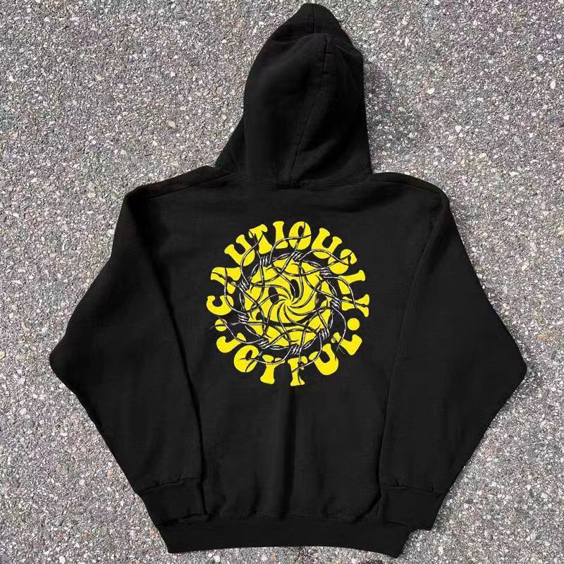 Japanese Brand Hip Hop Smiley Print Casual XL Hooded Sweatshirt Size US M / EU 48-50 / 2 - 1 Thumbnail