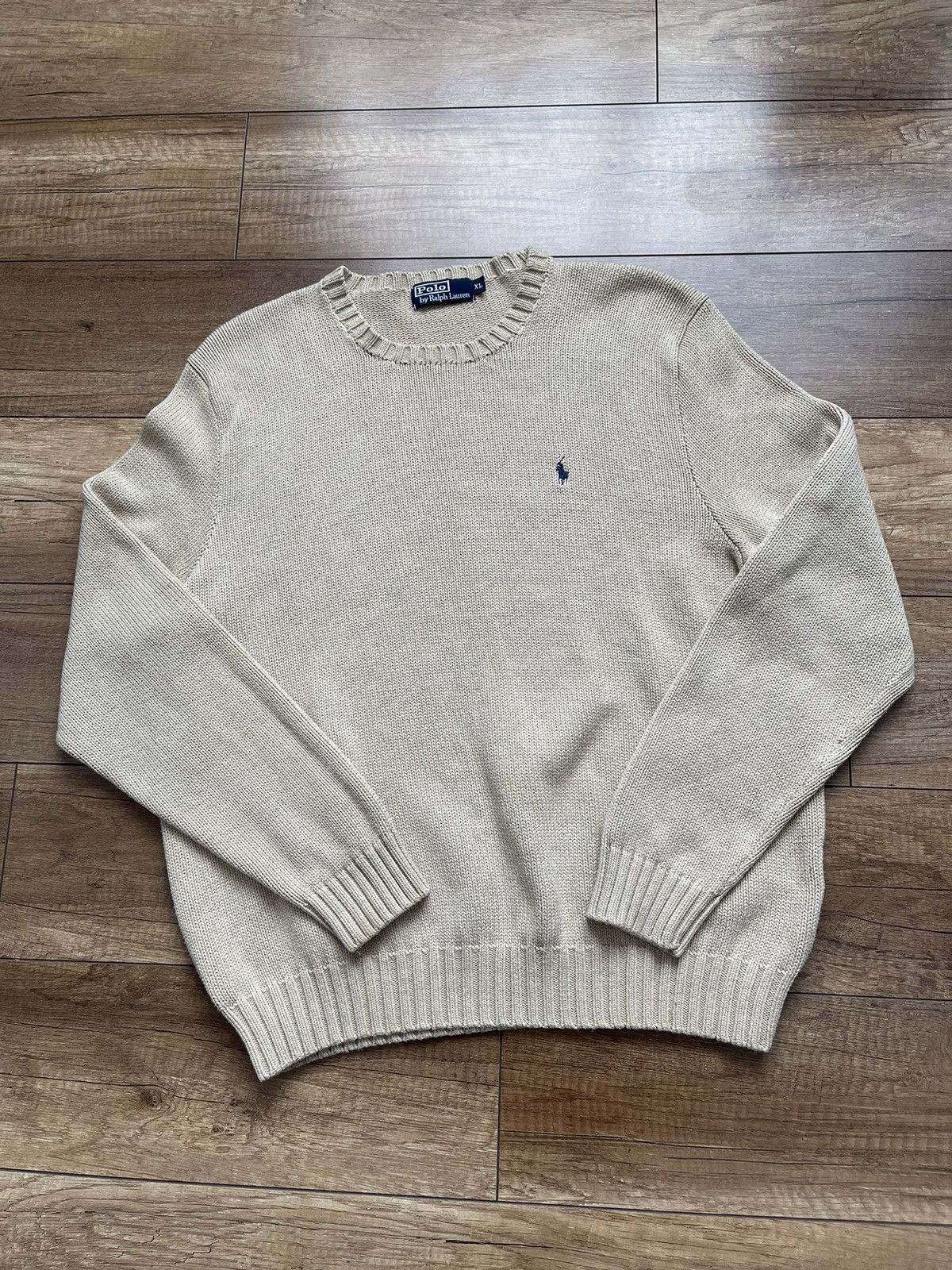 POLO Ralph Lauren outlet Distressed Cream Cozy Sweatshirt. Size XL