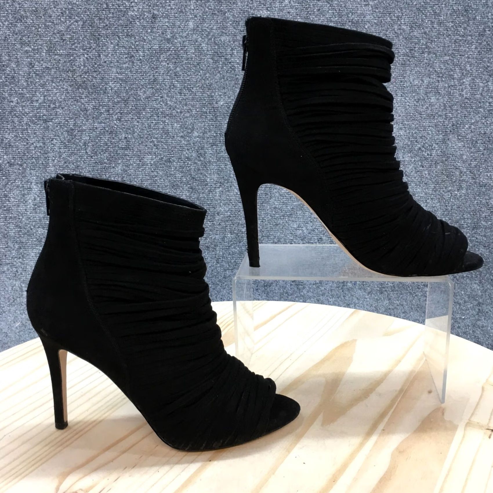 BCBGeneration BCBGeneration Ankle Booties Womens 7.5B Black Elle Peep Toe Stiletto Casual Bootie Size US 8 / IT 38 - 2 Thumbnail