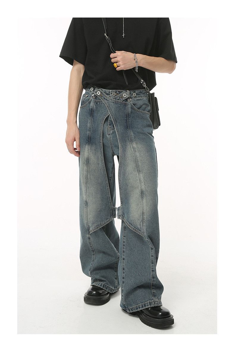 image of Y2K Spliced Baggy Jeans in Blue, Men's (Size 30)