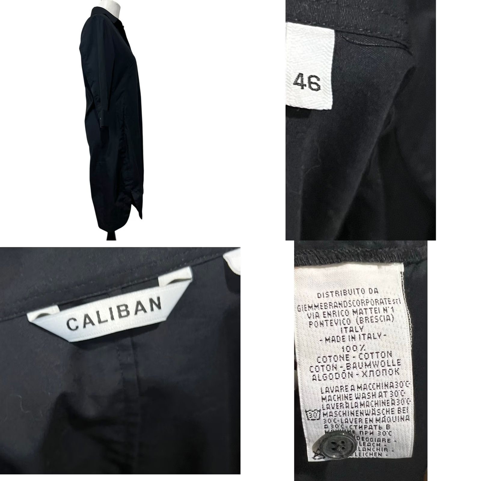 Vintage VINTAGE Caliban Shirt Dress Women Black 100% Cotton Button Front Italian Sz 46 US 10 Long Sleeve Collared Size L / US 10 / IT 46 - 8 Thumbnail