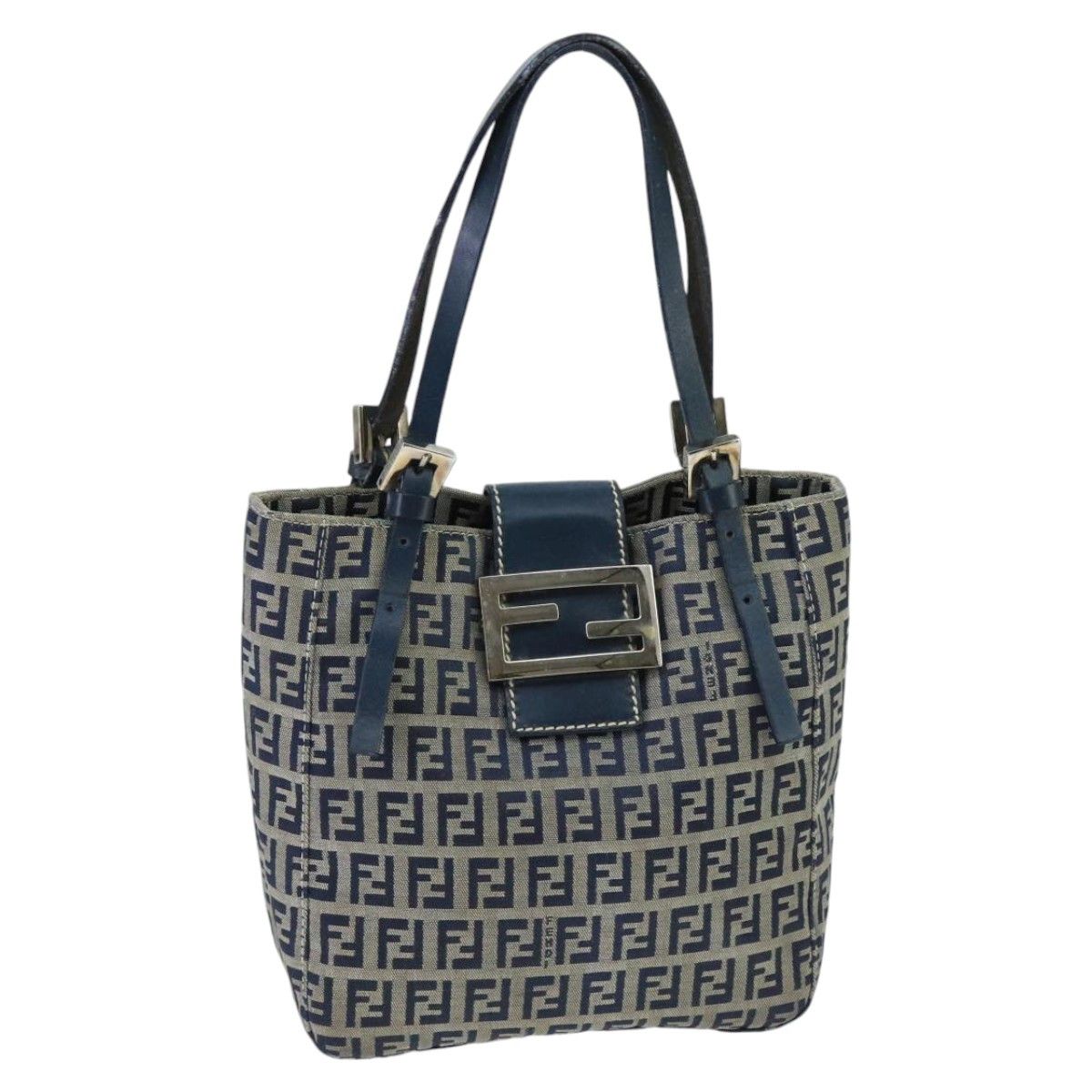 Fendi Zucchino Navy Canvas Handbag (Pre-Owned) Size ONE SIZE - 1 Thumbnail
