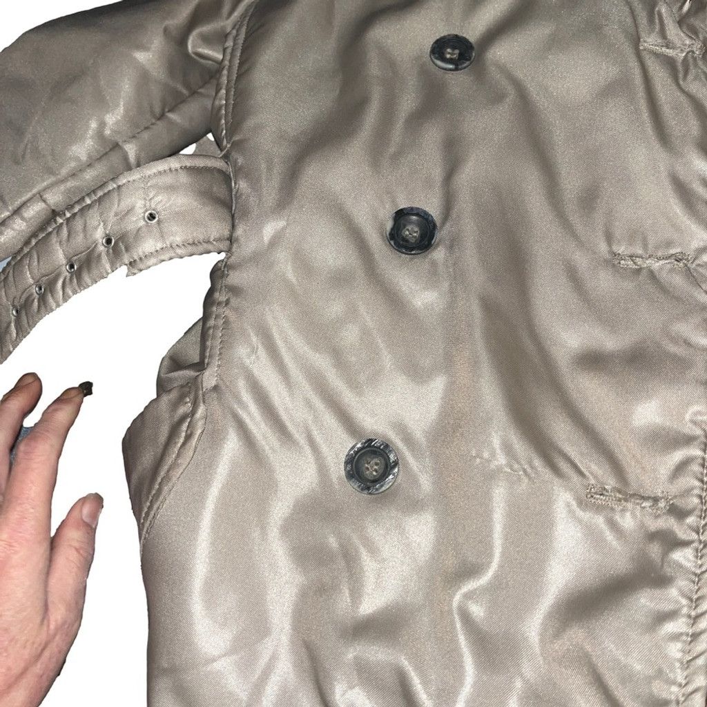 Other Vintage 60s Satin Trench Coat with Fur Collar Studio 54 Glam Size M / US 6-8 / IT 42-44 - 9 Thumbnail