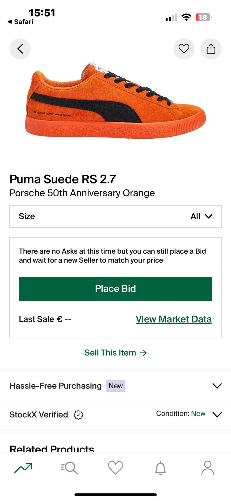 Porsche Design × Puma Puma Suede 2.7 RS Porsche 50th Anniversary Ben Pon Orange Size US 12 / EU 45 - 11 Thumbnail