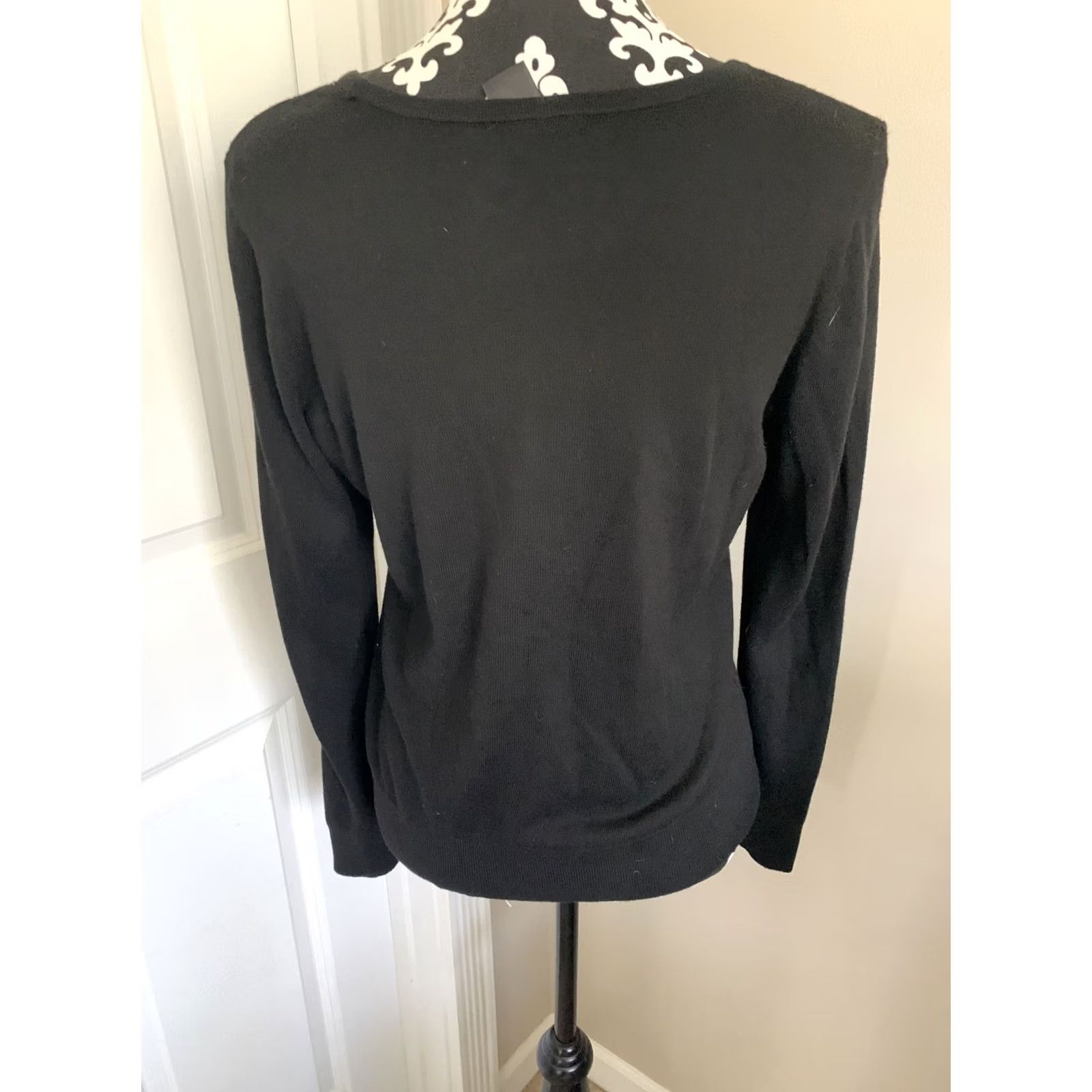 Ann Taylor Ann Taylor Factory Women’s M Black Knit Sweater Top Work/Career Wear Pullover Long Sleeve Round Neck Shirt Size M / US 6-8 / IT 42-44 - 3 Thumbnail