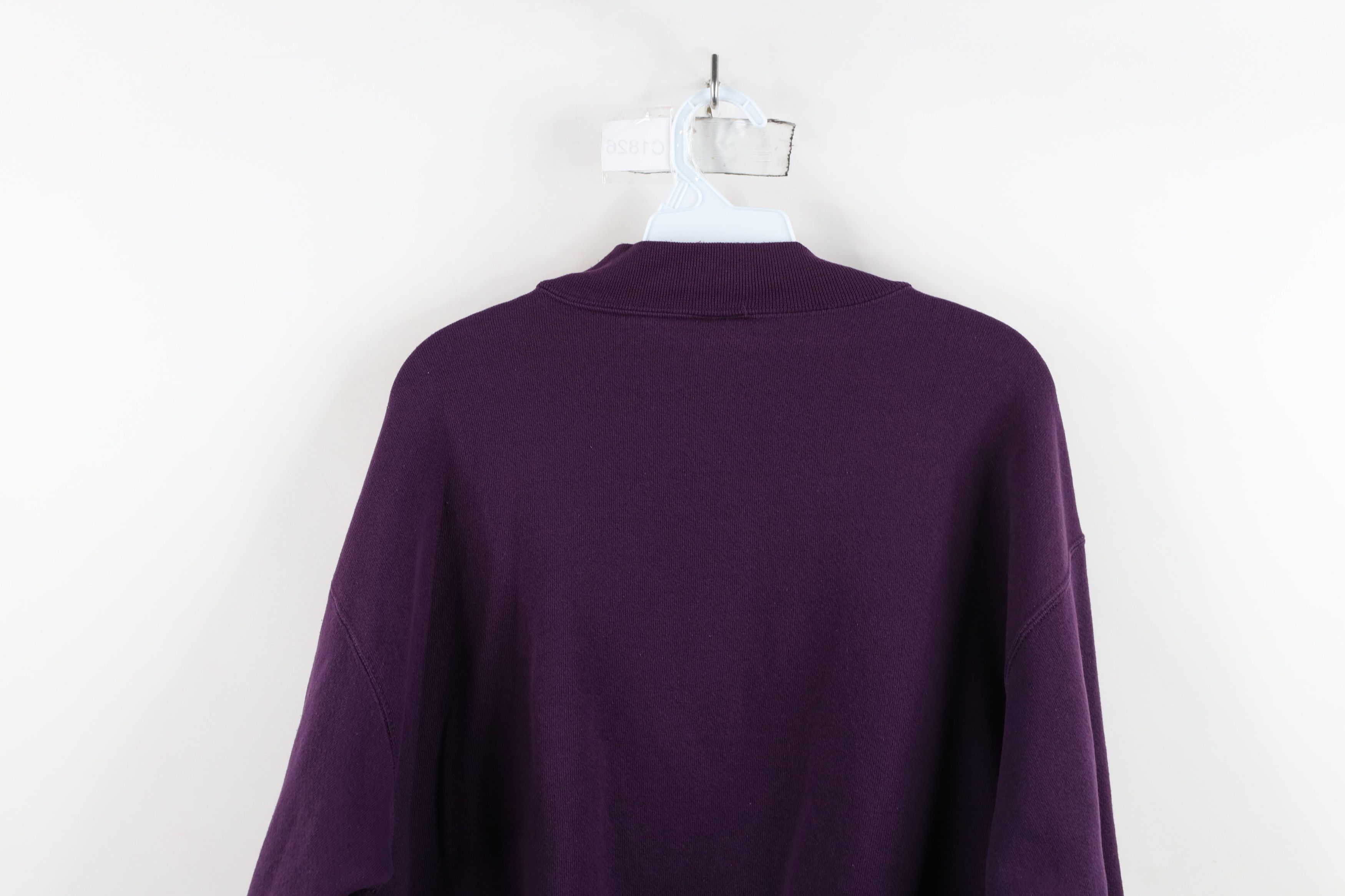 Vintage Vintage 90s Streetwear Blank Mock Neck Sweatshirt Purple USA Size L / US 10 / IT 46 - 9 Thumbnail