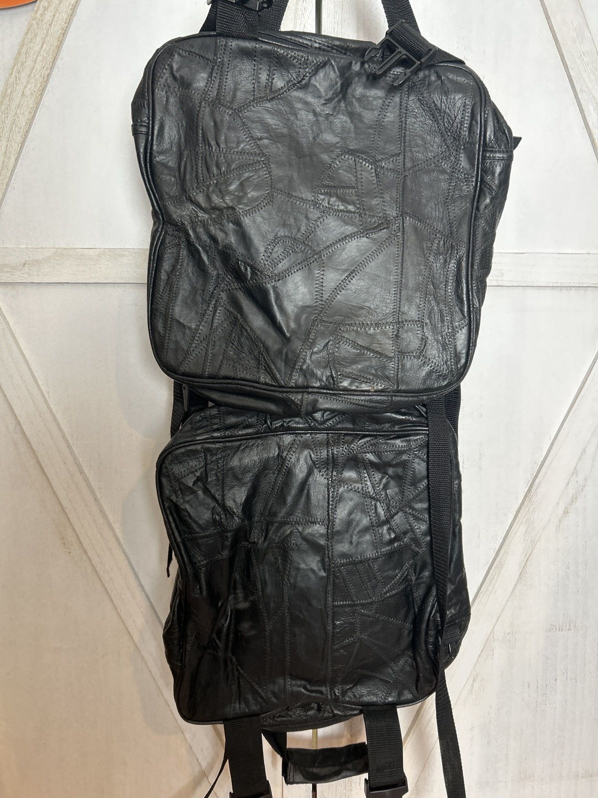 Other Vintage 80s 90s Black Leather Patchwork Backpack Bag 0006 Size ONE SIZE - 3 Thumbnail