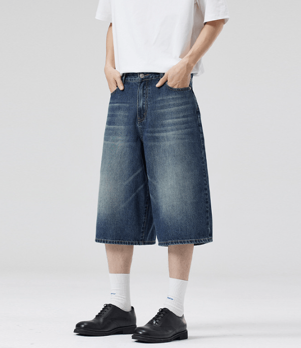 Jean Men's high street wide-leg whisker loose denim shorts Size US 32 / EU 48 - 2 Thumbnail