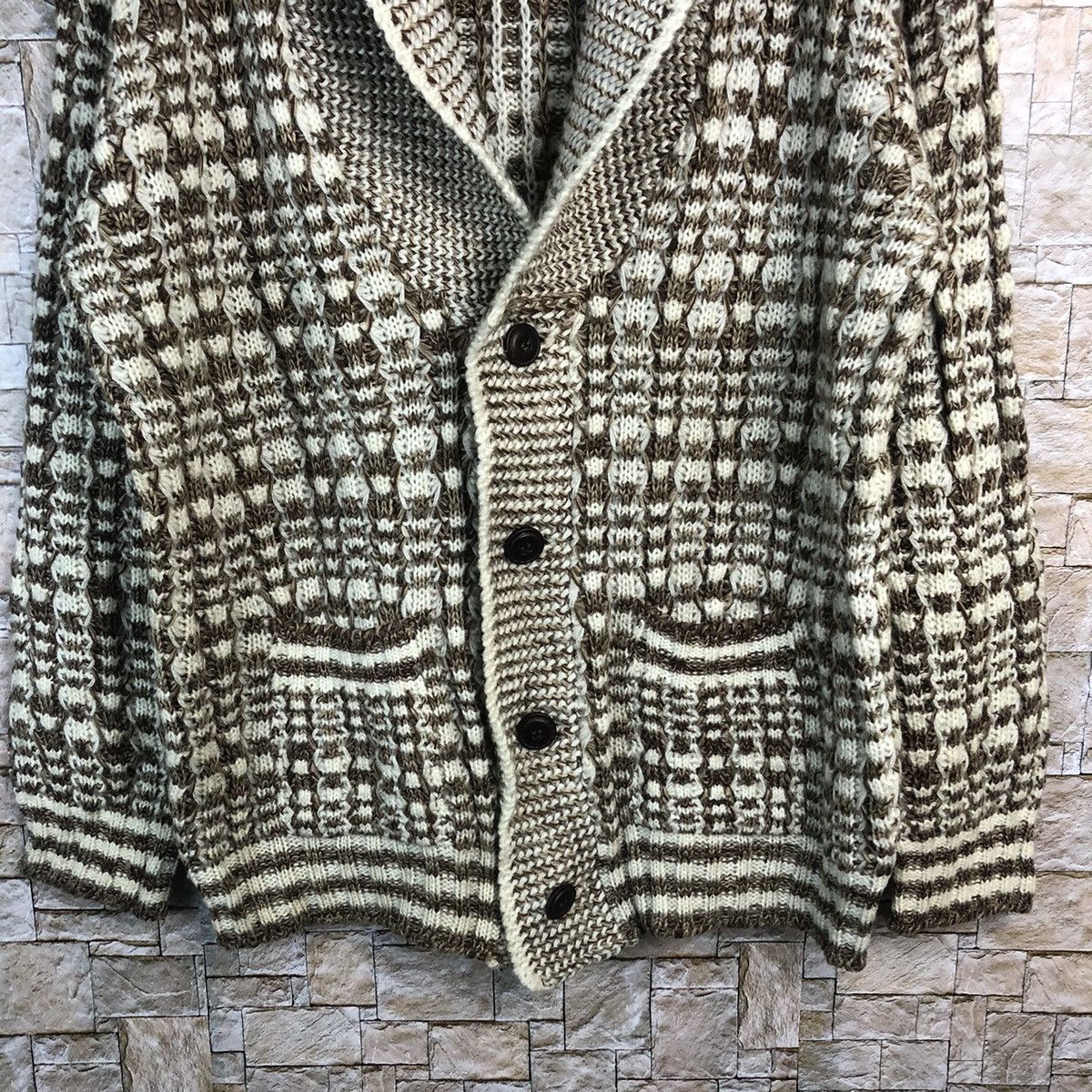 Homespun Knitwear × Japanese Brand Traditional Newsun Brown vintage Cardigan Knitwear #A179 Size US L / EU 52-54 / 3 - 6 Thumbnail