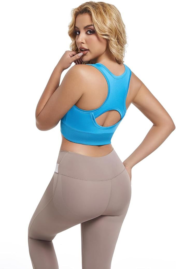 Other AspIresolar Women's Front Zip Up Blue Sports Bra. Size M Size M / US 6-8 / IT 42-44 - 2 Thumbnail