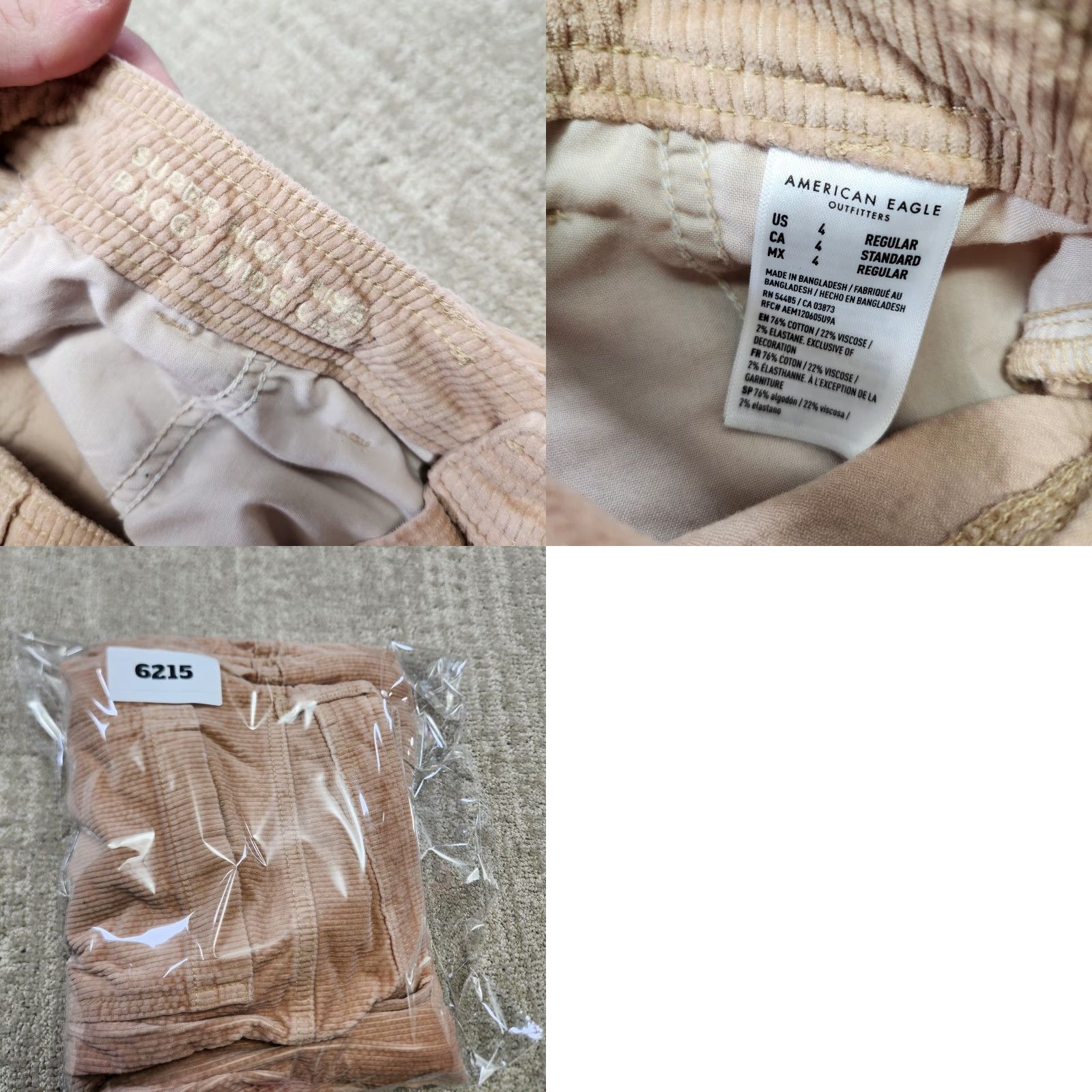 American Eagle Outfitters VINTAGE American Eagle Cargo Pants Women 4 Baggy Wide-Leg Corduroy Y2K Beige 29x31 Womens Size 27" / US 4 / IT 40 - 9 Thumbnail