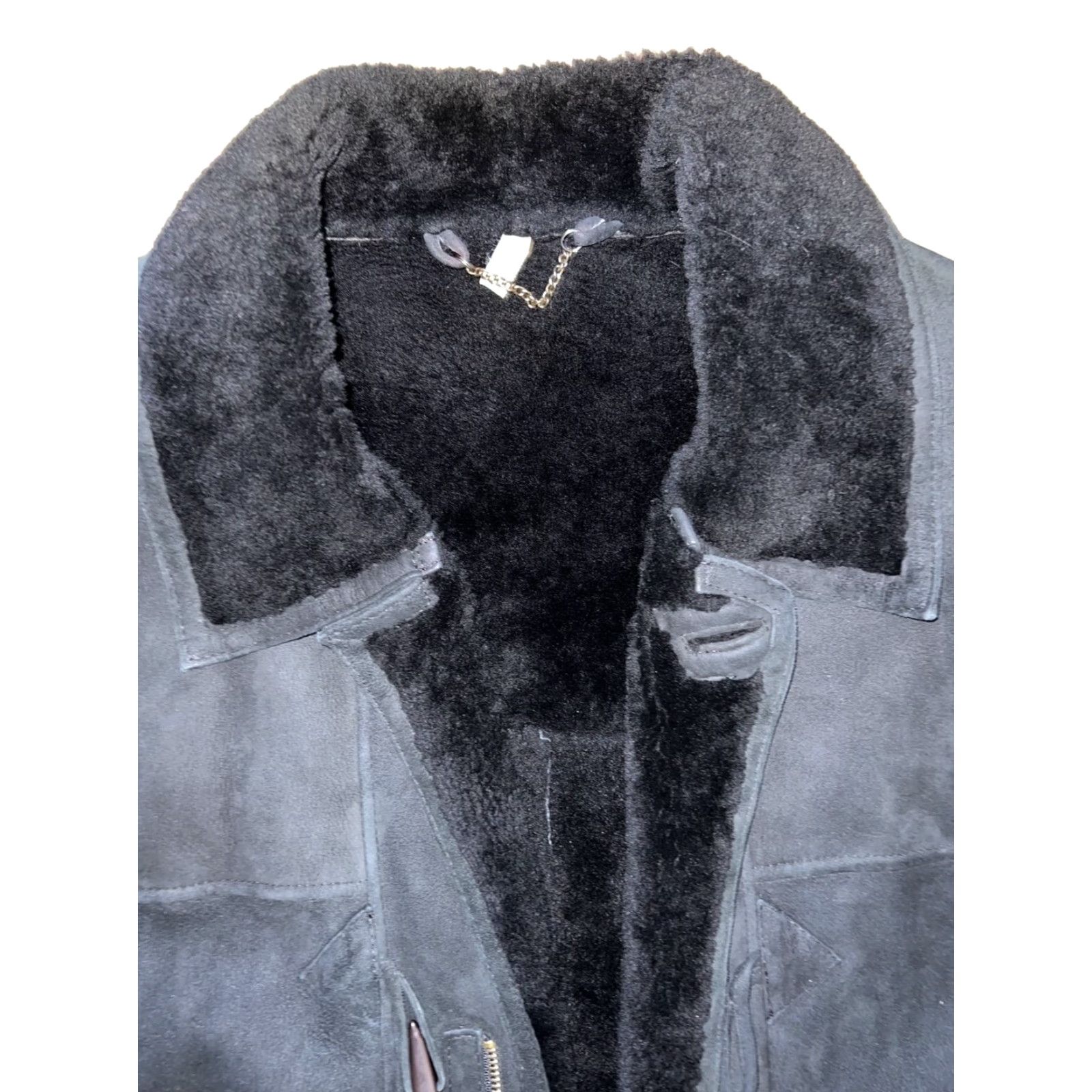 Vintage Jean Guise Tanatar Women's Coat Parka 46 Black Shearling Lambskin Faux Fur Lined Winter Size 32" / US 10 / IT 46 - 2 Thumbnail