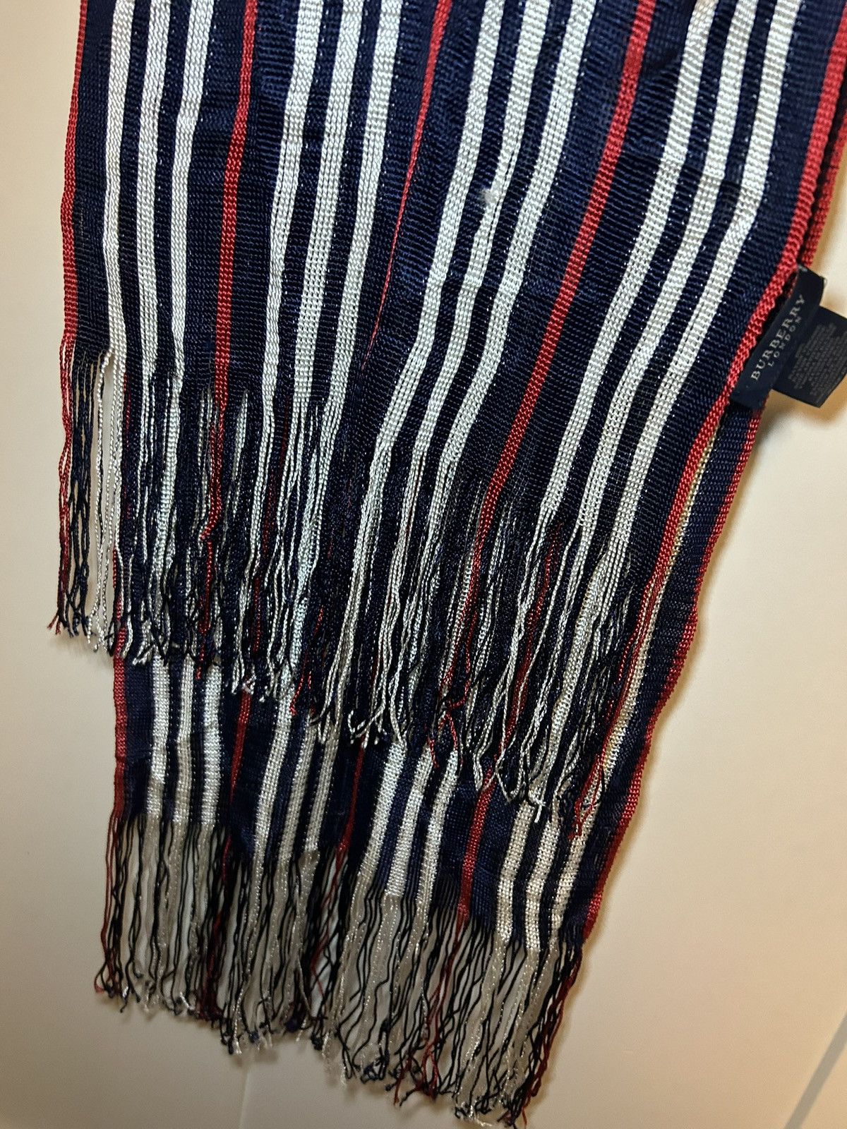 Burberry Vintage Burberry multi colour stripe poly knit scarf Size ONE SIZE - 4 Thumbnail