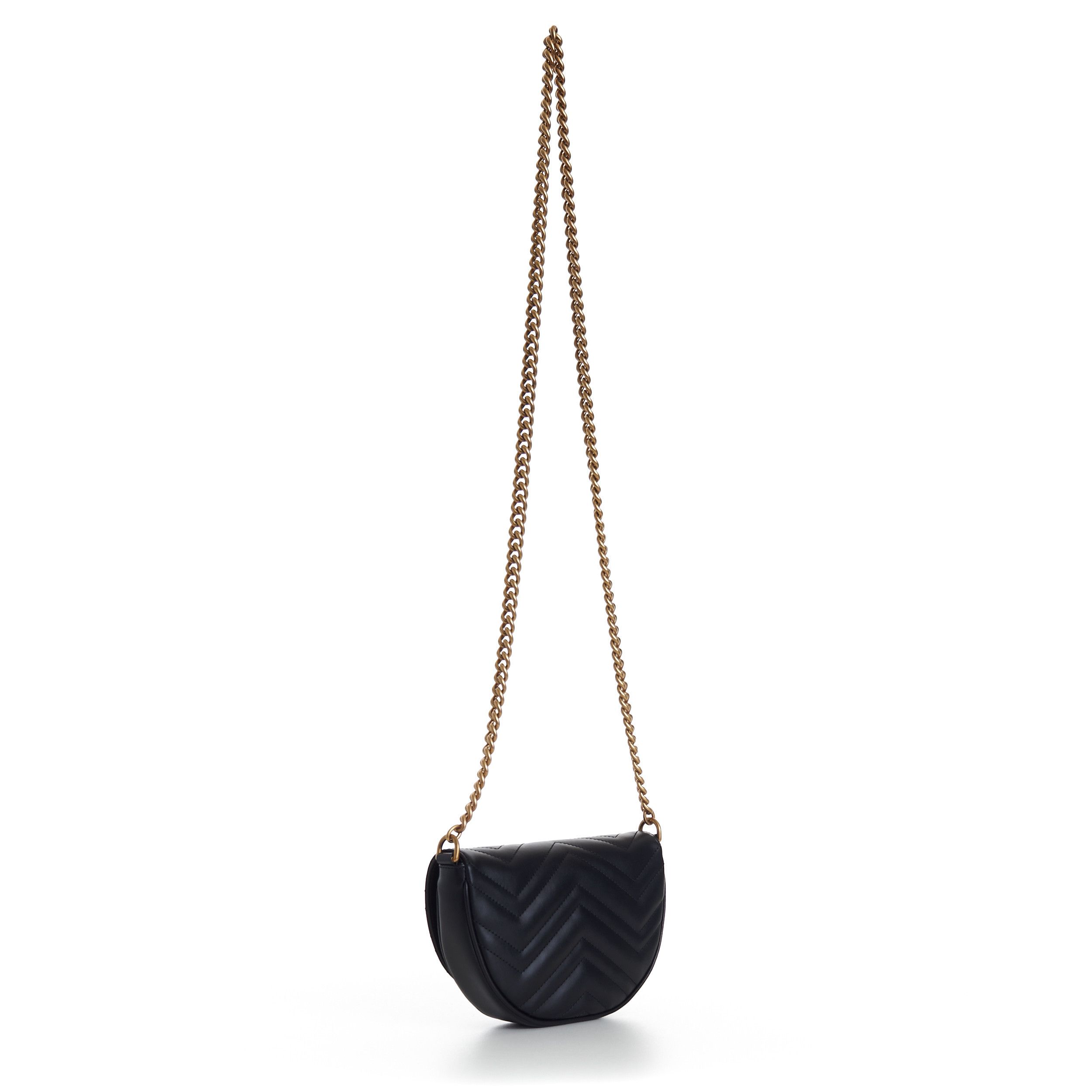 Gucci GG Marmont Matelassé Chain Mini Bag In Black Leather Size ONE SIZE - 13 Thumbnail