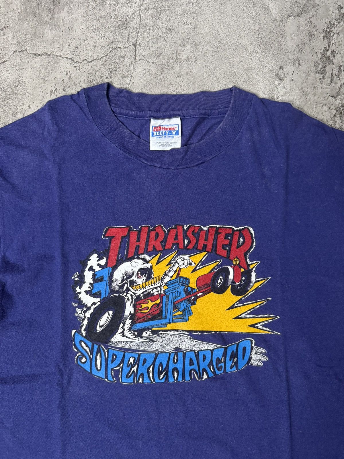Welcome Skateboards VINTAGE 90’S SKATEBOARD THRASHER SUPERCHARGED T-SHIRT Size US M / EU 48-50 / 2 - 2 Thumbnail