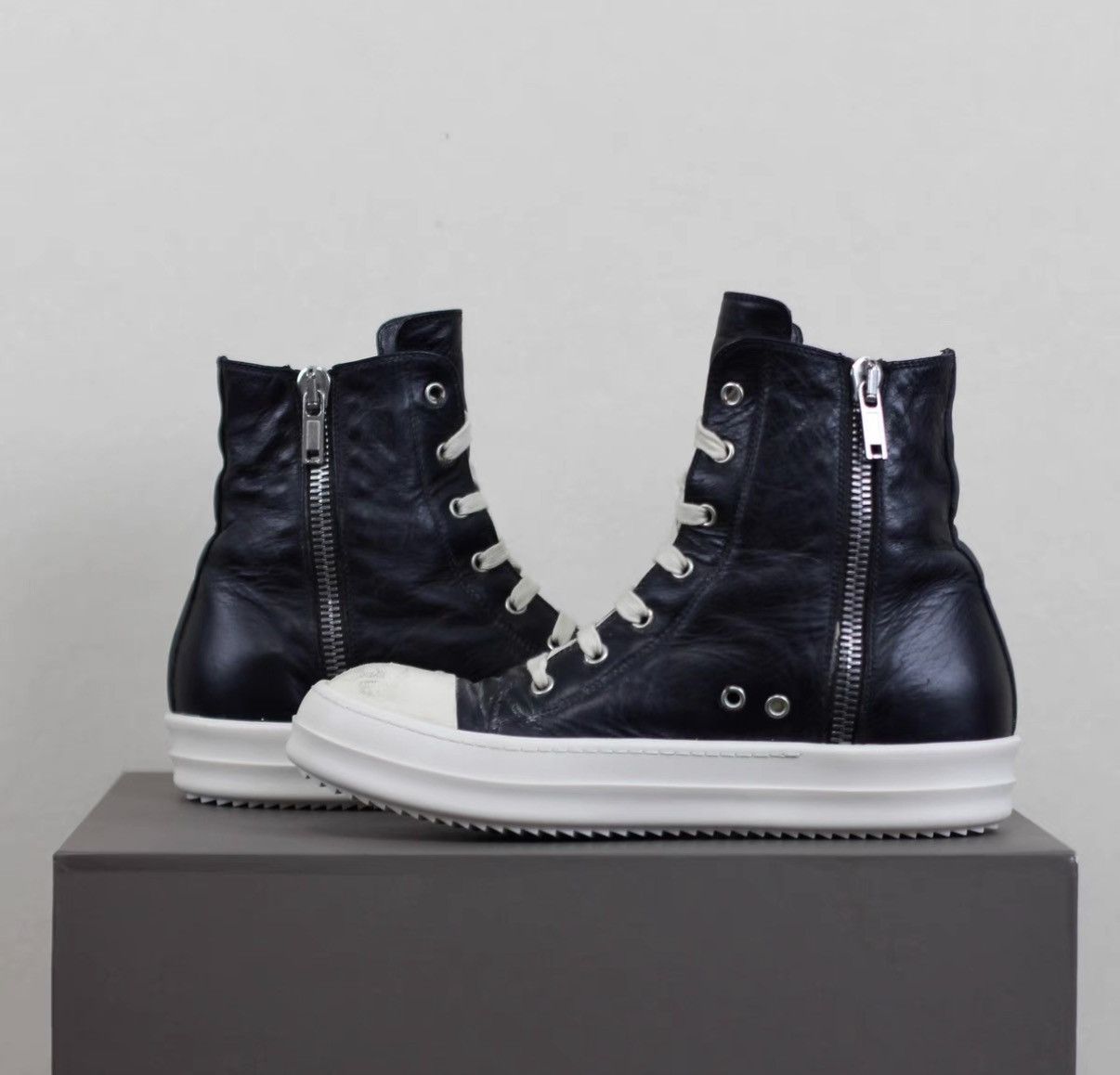 Rick Owens Rick Owens Mainline 16FW Leather High-Top Sneakers Size US 7.5 / EU 40-41 - 5 Thumbnail