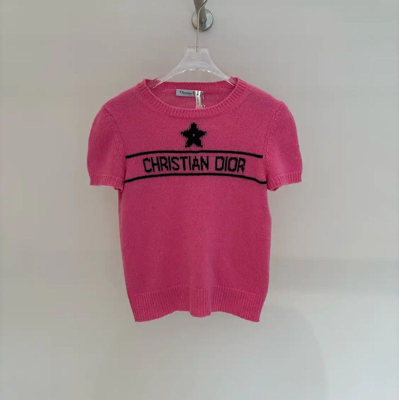 Dior Dior Summer Pink Cashmere Short Sleeve Sweater 0089 Size M / US 6-8 / IT 42-44 - 1 Thumbnail