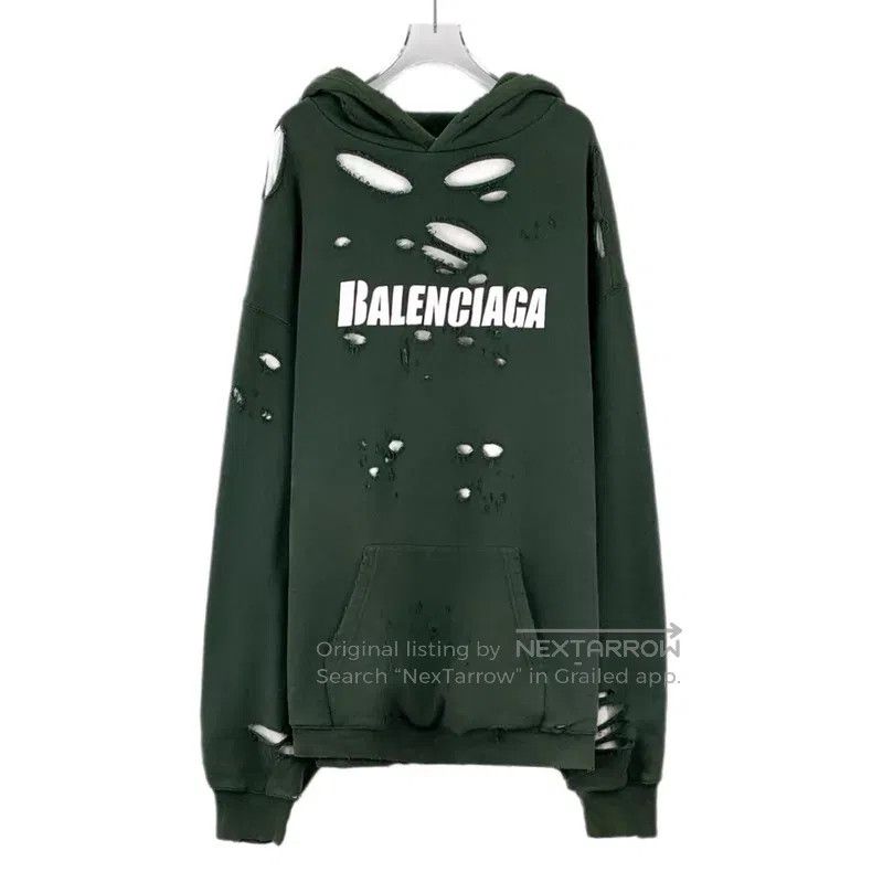 Balenciaga Balenciaga Military green logo letter printed hole design Size US M / EU 48-50 / 2 - 1 Thumbnail