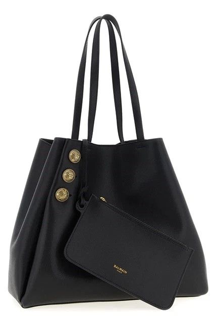 Balmain BALMAIN Emblem Black Leather Tote Bag New Size ONE SIZE - 3 Thumbnail