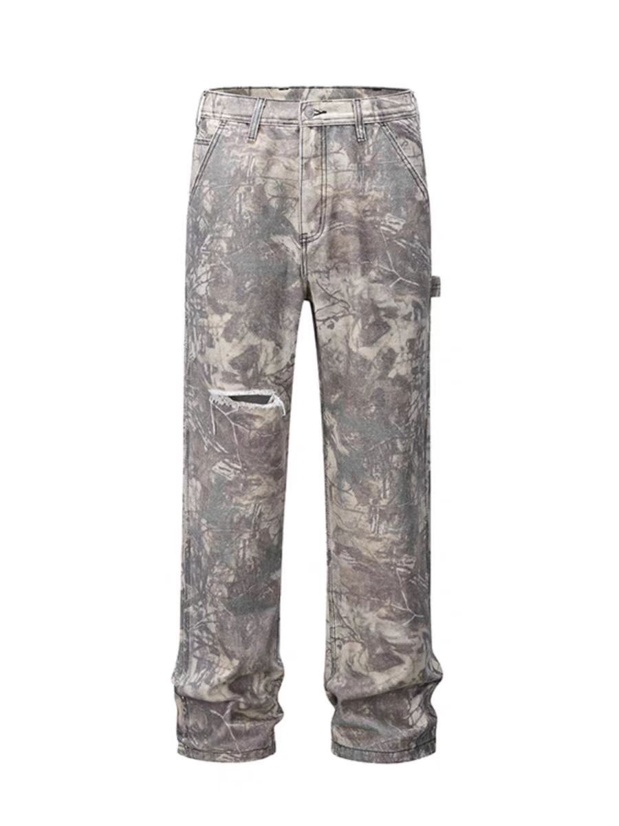Japanese Brand × Jean Melancholy Style Leaf Camouflage Aged Workwear Jeans Size US 32 / EU 48 - 5 Thumbnail