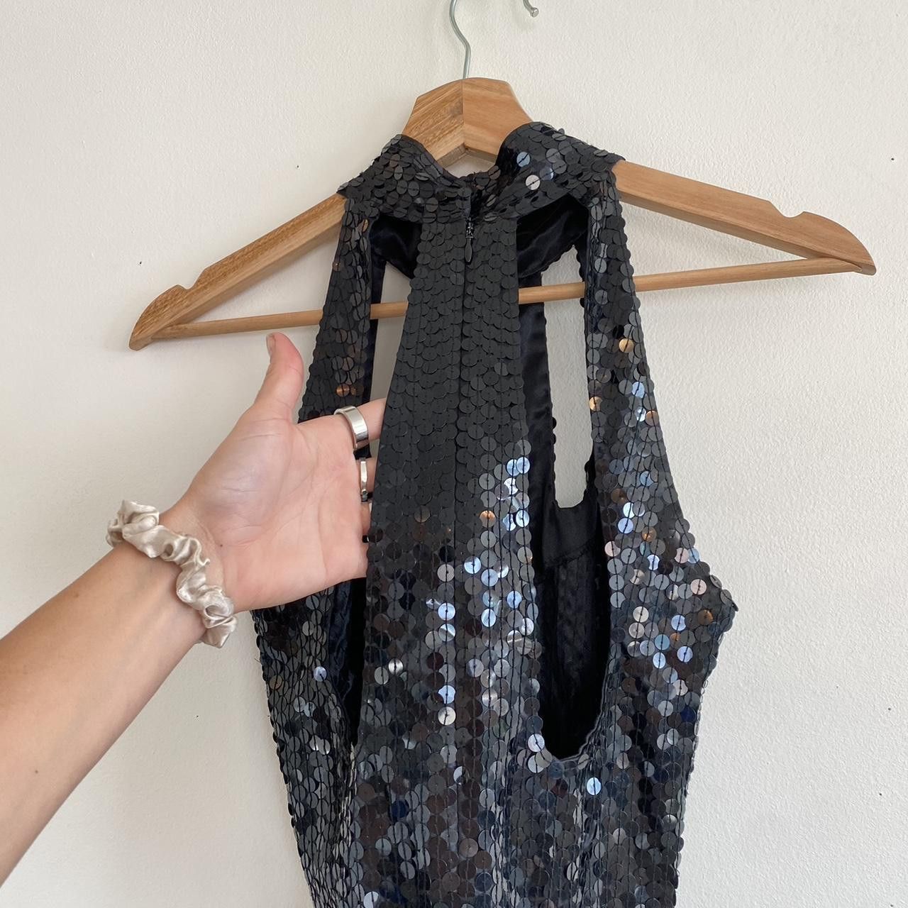 Vintage NITELINE VINTAGE BLACK SEQUIN MINI DRESS CUTOUT 1980S 4 Size S / US 4 / IT 40 - 5 Thumbnail