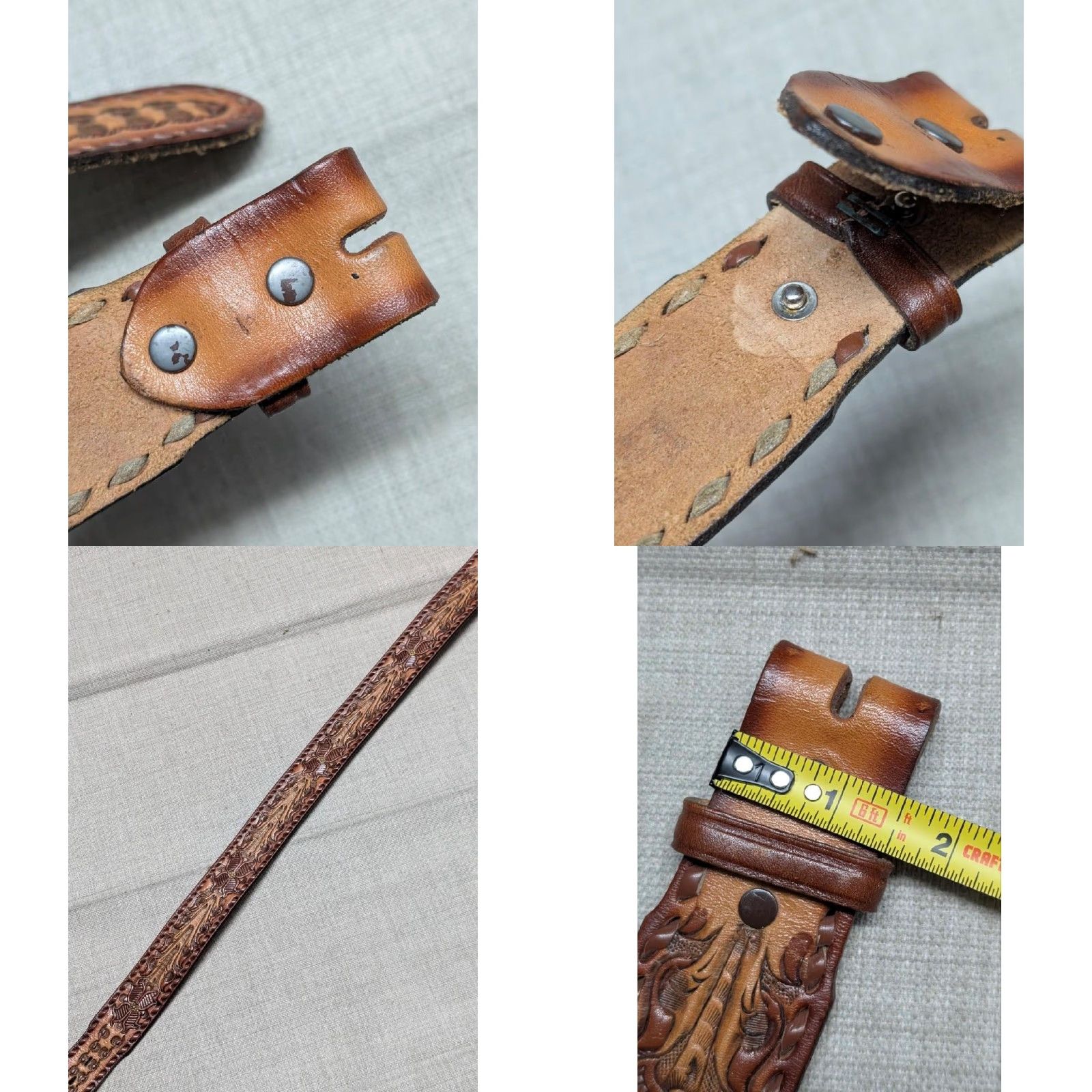 Tony Lama VINTAGE Tony Lama Belt Western Belt Men 30 Brown Leather Cowhide Tooled Floral USA Made Buckle Slim 1-3/4" Western Theme Southwestern Mens Size 30 - 8 Thumbnail