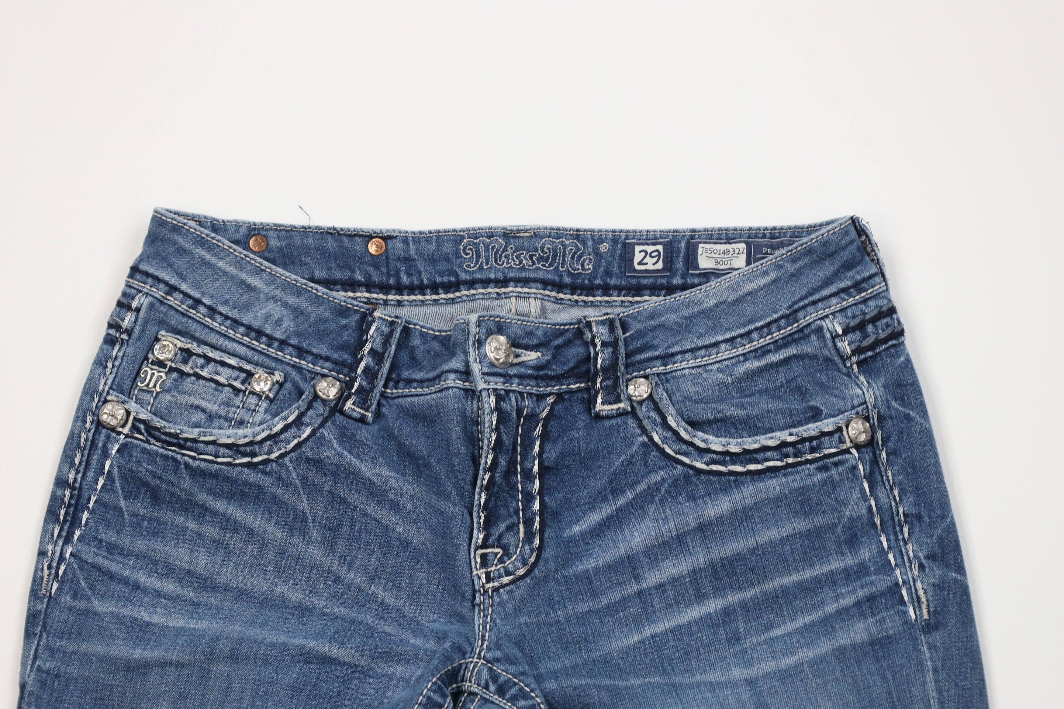 Miss Me Miss Me Thick Stitch Jeweled Stretch Boot Cut Denim Jeans Size 29" - 2 Thumbnail