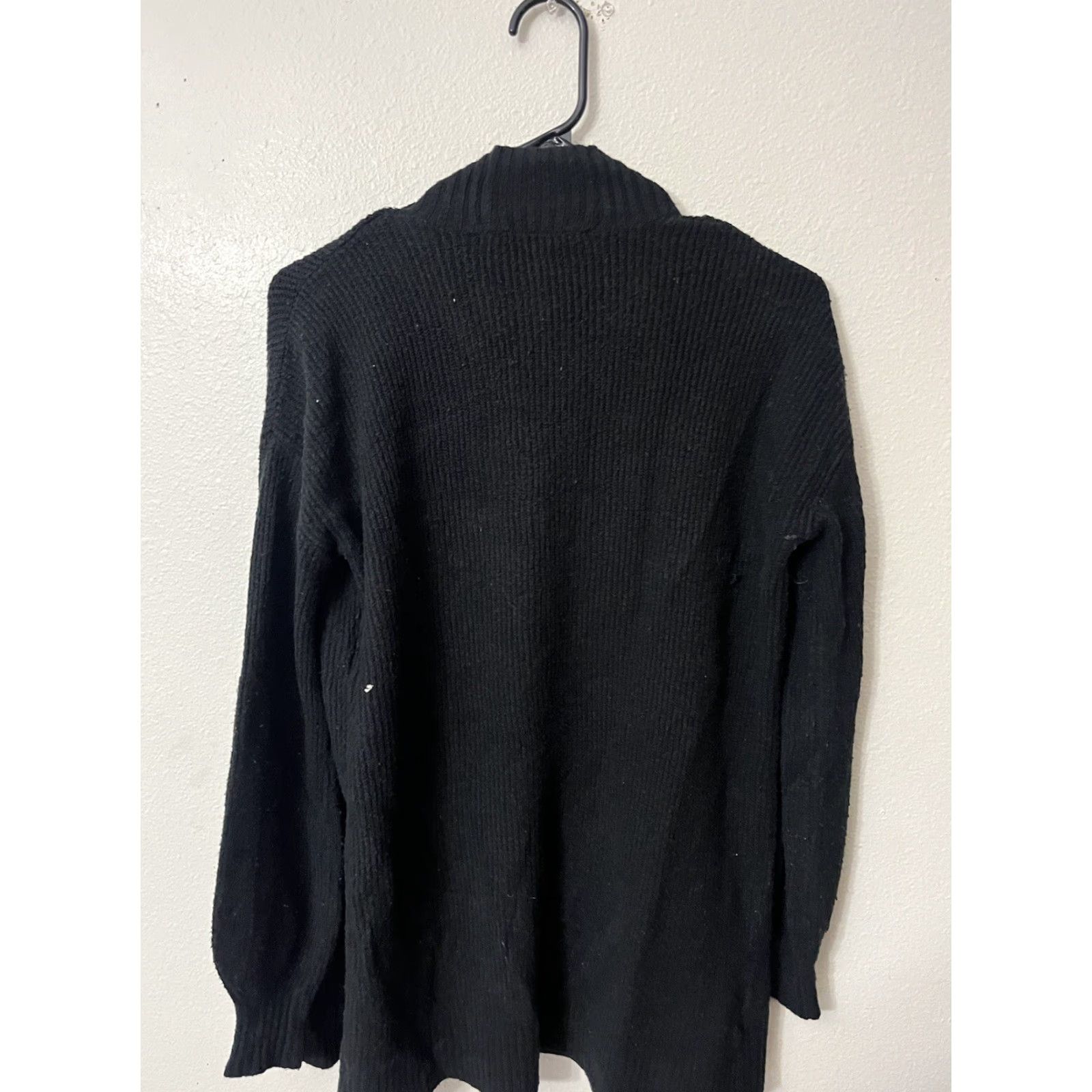 Ann Taylor VINTAGE Ann Taylor Loft Women's Sweater Cardigan Open Front Long Sleeve XS Black Knit 2010s Size XS / US 0-2 / IT 36-38 - 2 Thumbnail