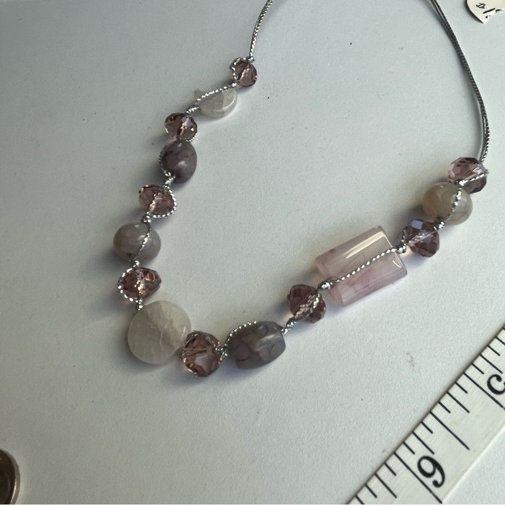 Human Made Smokey quartz peach beads Necklace on Silver Chain Size ONE SIZE - 2 Thumbnail