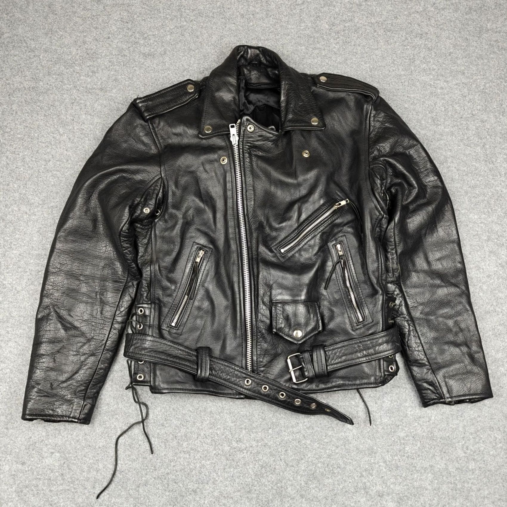 Harley Davidson VINTAGE Harley-Davidson Jacket Mens M Black Leather Biker HOG Patches Size US M / EU 48-50 / 2 - 2 Thumbnail