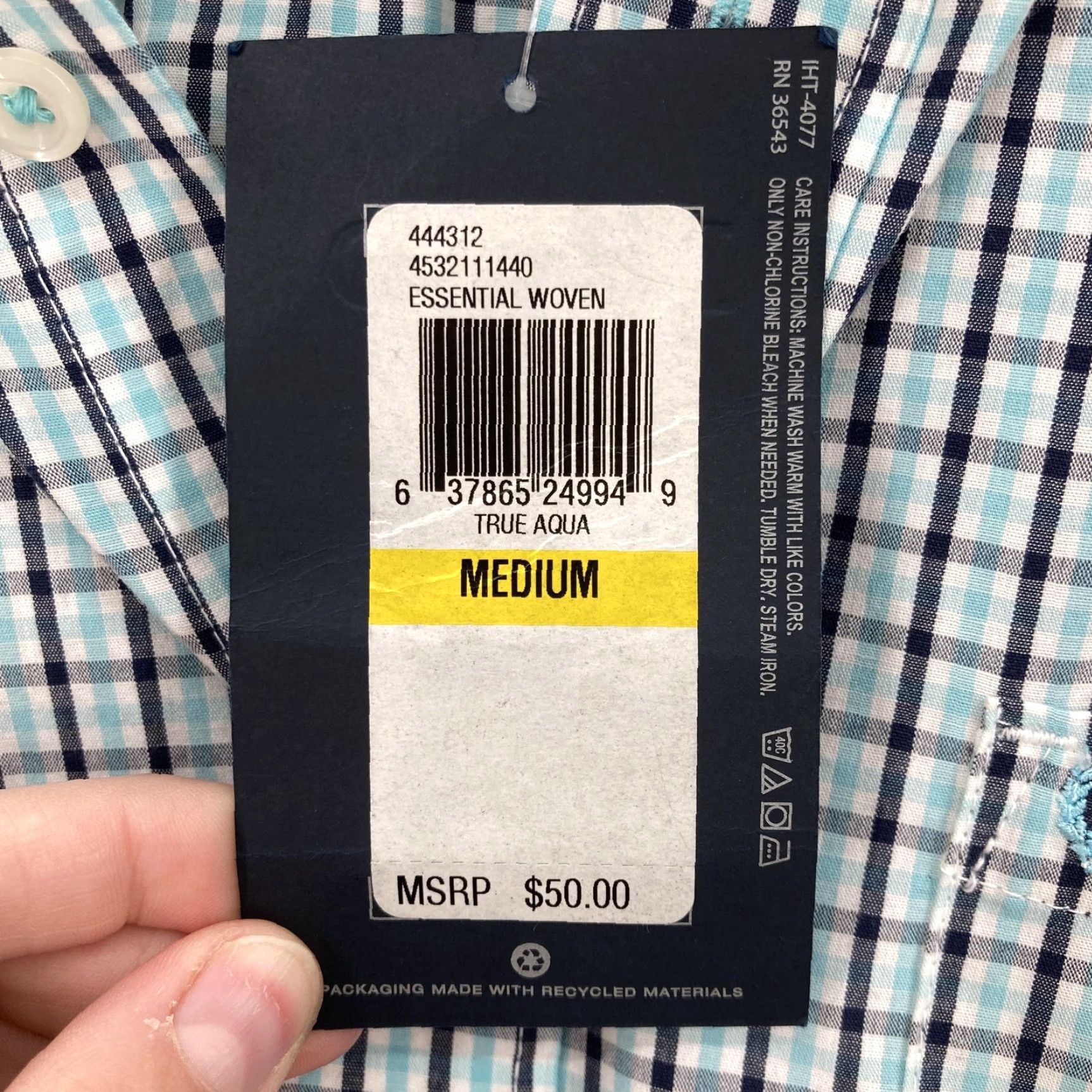Izod Izod Shirt Mens Medium True Aqua Blue Plaid Button-Down Long Sleeve Casual NWT Size US M / EU 48-50 / 2 - 4 Thumbnail