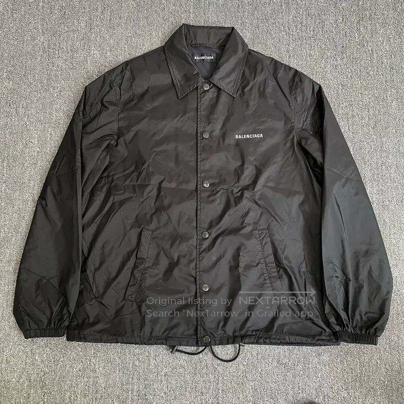 Balenciaga News Logo Printed Nylon Coach Jacket