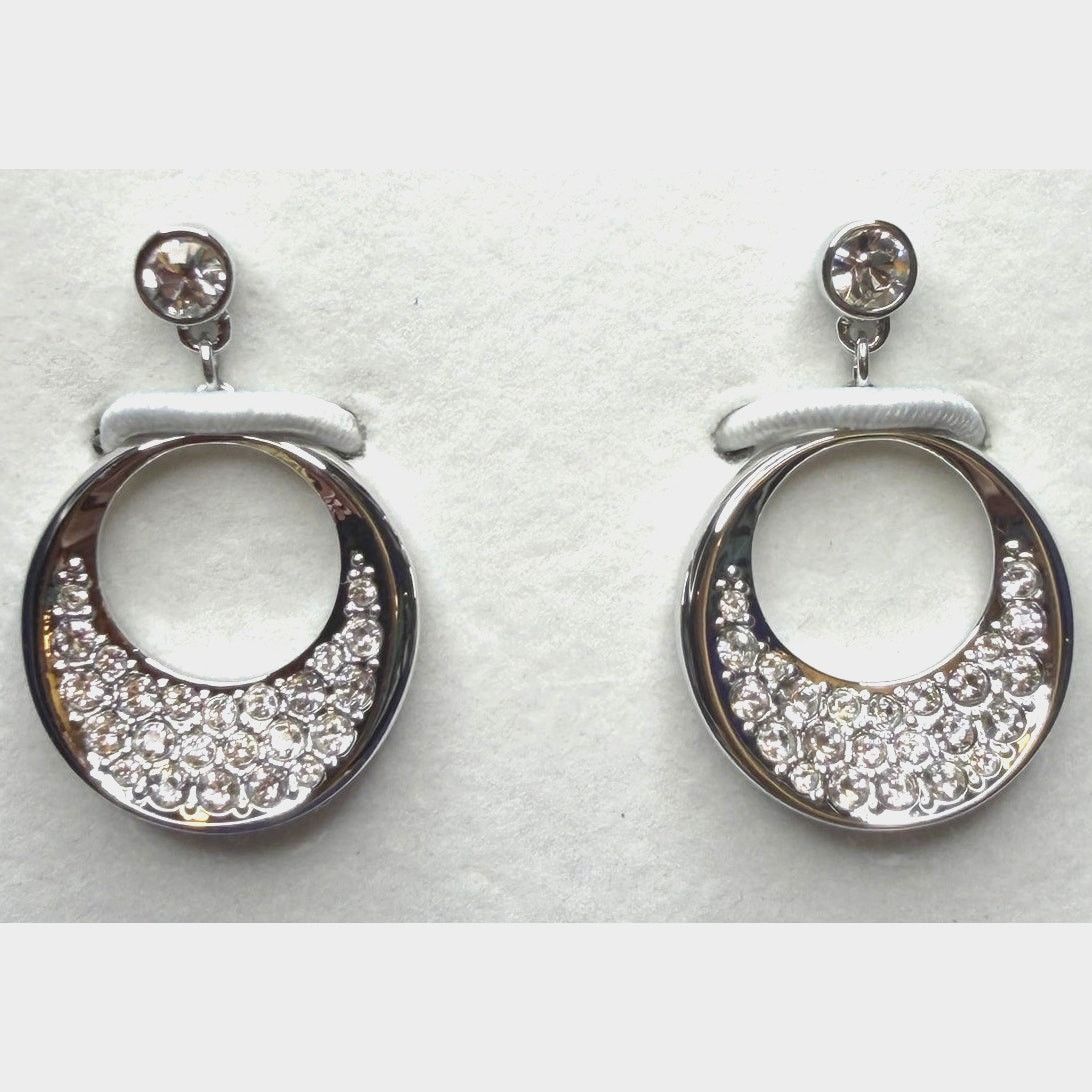 Swarovski Swarovski Crystal Pavé Silver Circle Drop Earrings In Box Size ONE SIZE - 1 Thumbnail