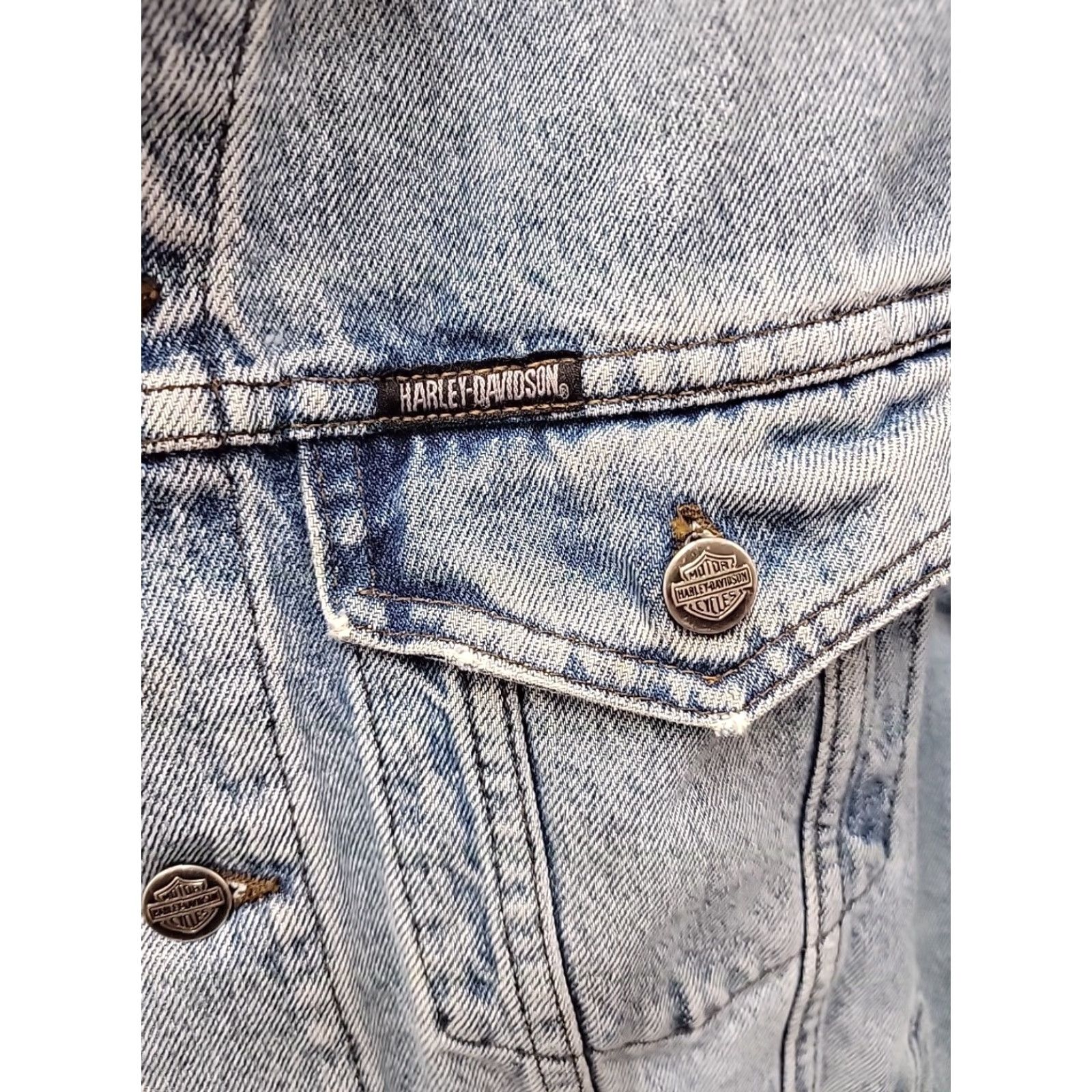 Harley Davidson VINTAGE Harley-Davidson Mens Jacket Denim Blue M L 80s 90s Motorcycle Shirt Style Collared Pockets Size US L / EU 52-54 / 3 - 2 Thumbnail