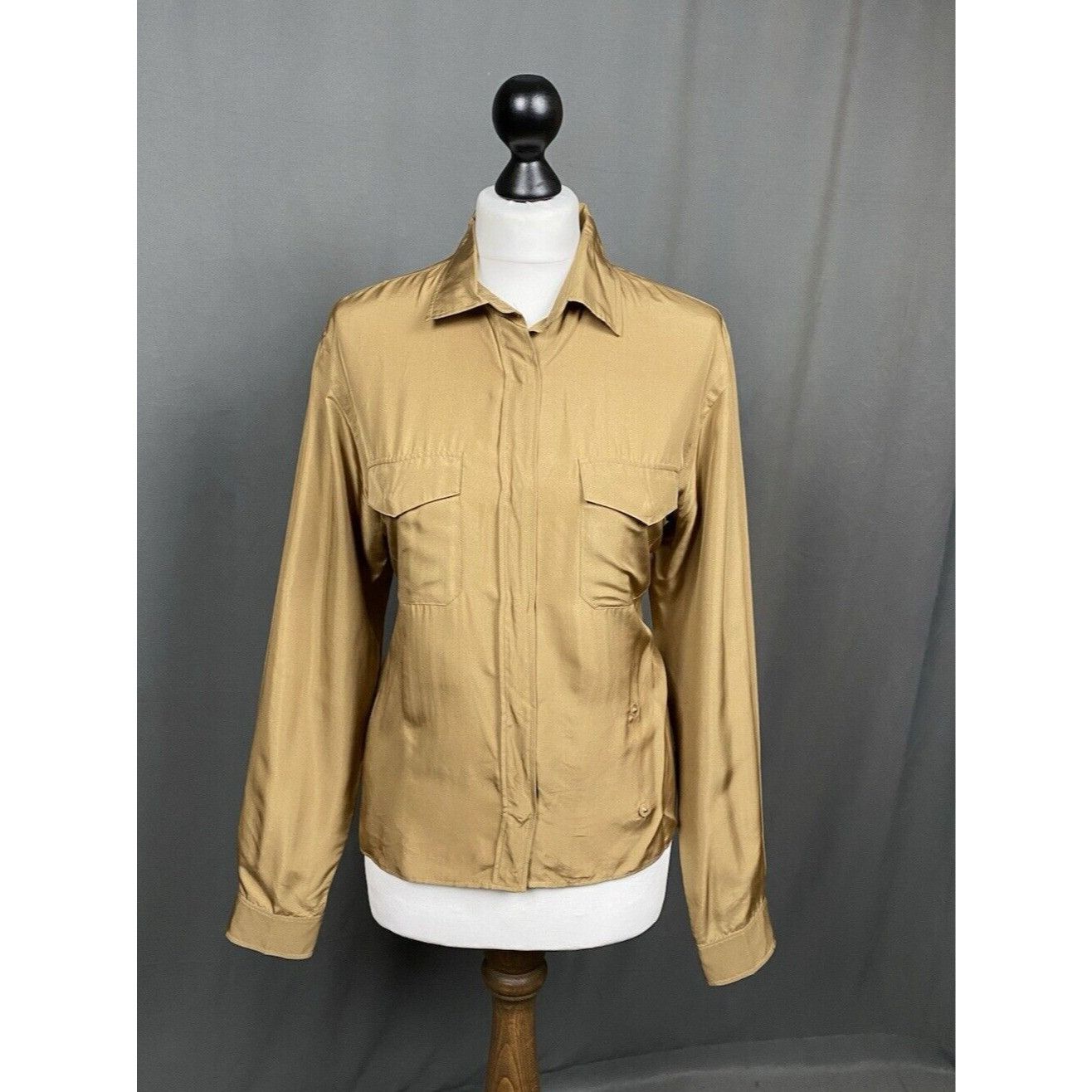 Prada Prada Women's Brown Silk Longsleeve Shirt Size 44 Size M / US 6-8 / IT 42-44 - 1 Thumbnail