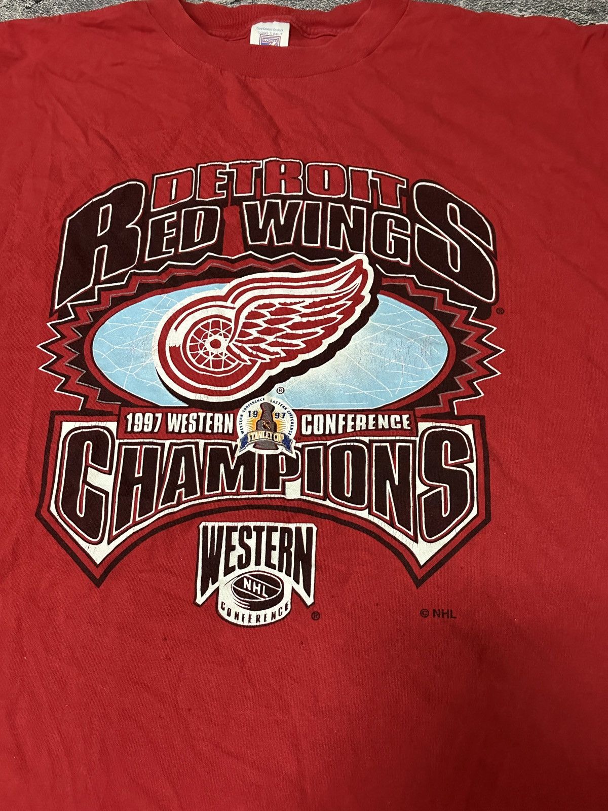 NHL × Vintage Vintage 1997 Detroit Red Wings Western Conference Shirt Size US XXL / EU 58 / 5 - 8 Thumbnail