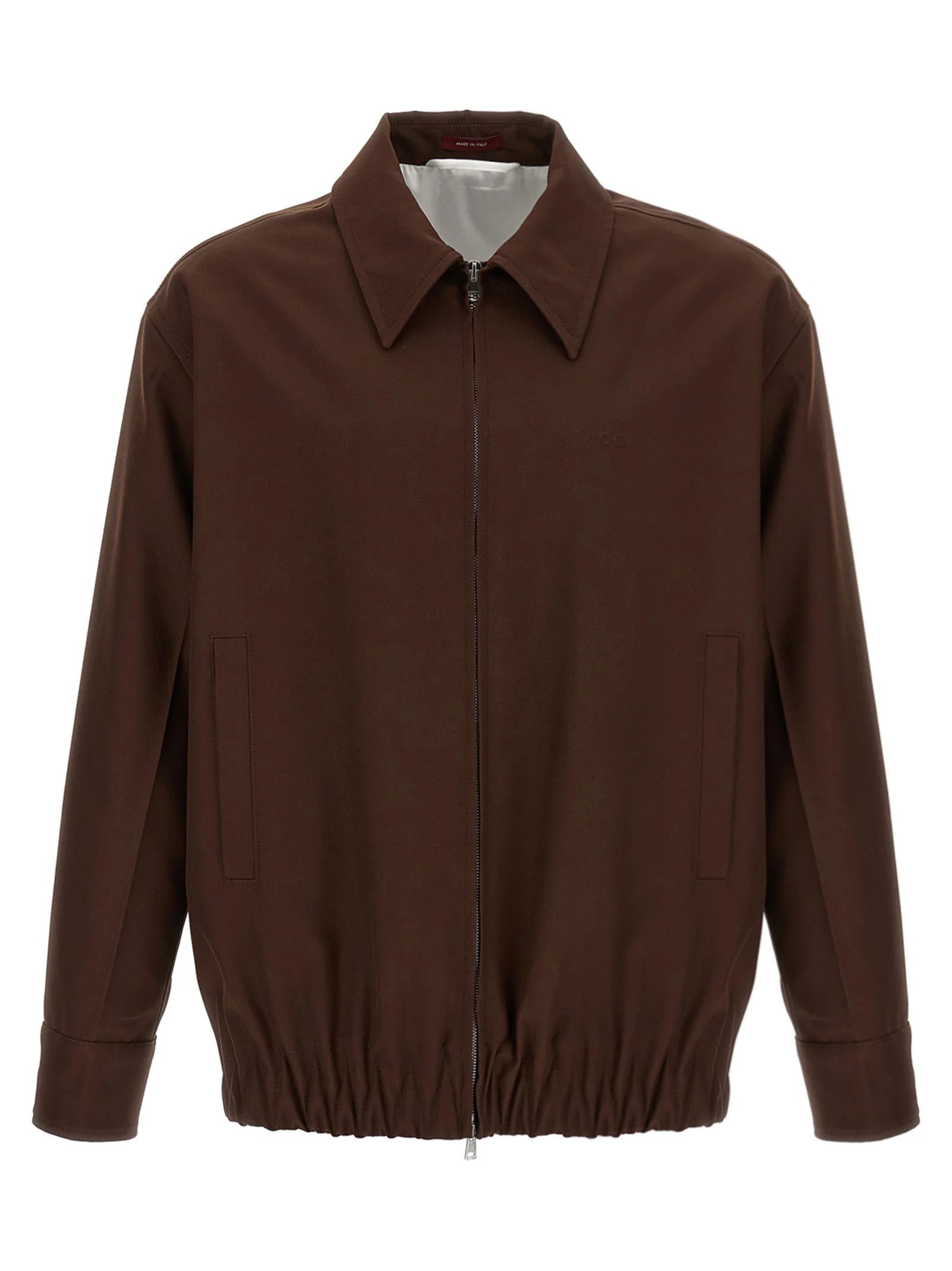 Gucci o1la5ras0426 Embossed Wool Twill Zip Jacket in Brown Size US S / EU 44-46 / 1 - 1 Thumbnail
