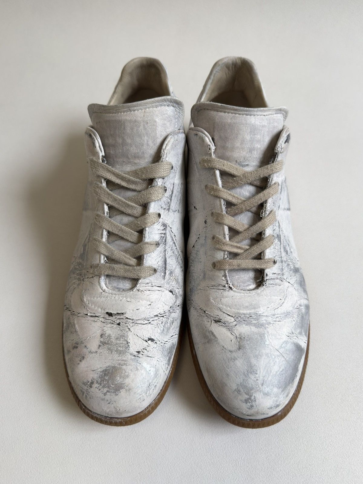 Maison Margiela White/Silver Painted OG GAT Sneakers Size US 13 / EU 46 - 14 Thumbnail