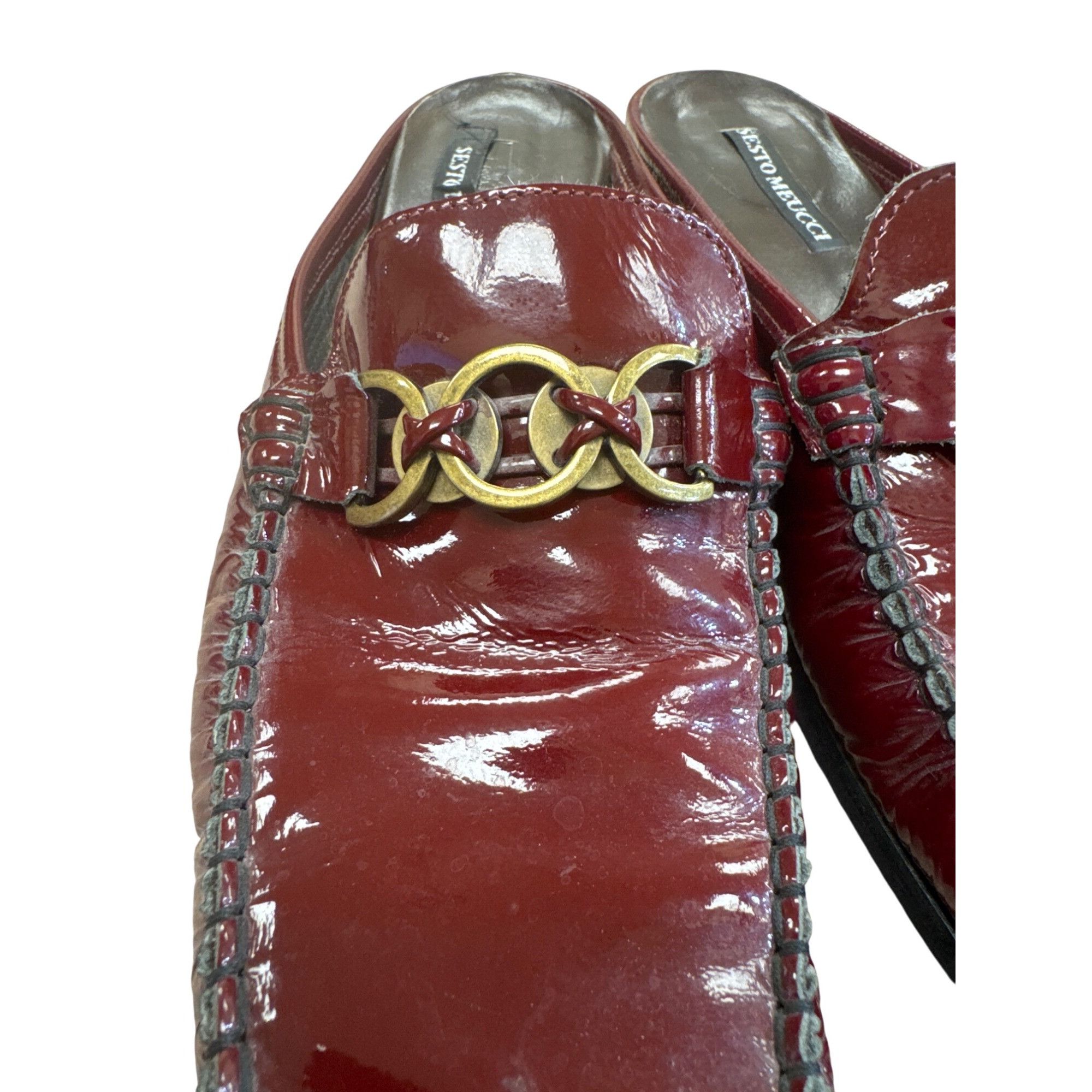 Designer Sesto Meucci Womens Red Patent Leather Slip-On sandals Size Size US 10 / IT 40 - 7 Thumbnail