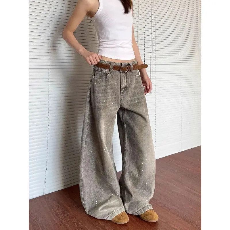 Japanese Brand Retro loose grey splashed ink jeans Size US 32 / EU 48 - 3 Thumbnail