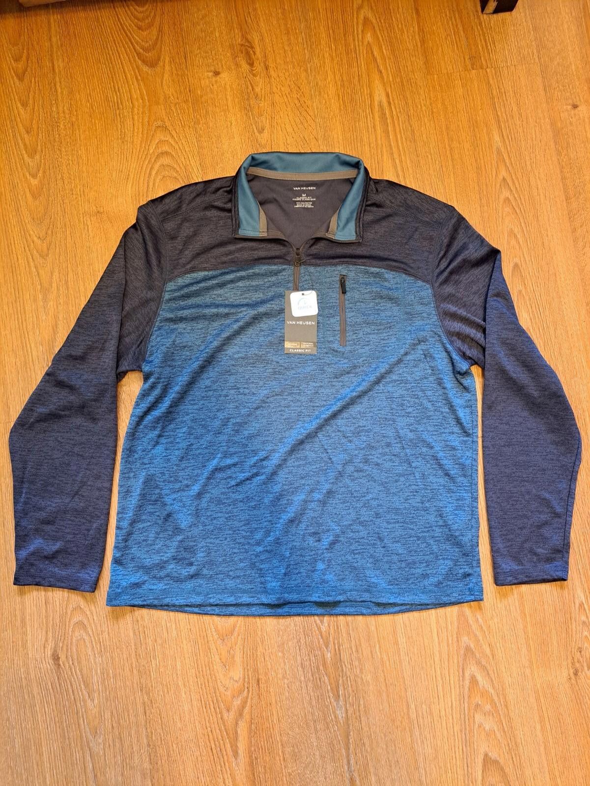 Van Heusen NEW Van Heusen Pullover Sweater Mens Medium Blue Quarter Zip Size US M / EU 48-50 / 2 - 1 Thumbnail