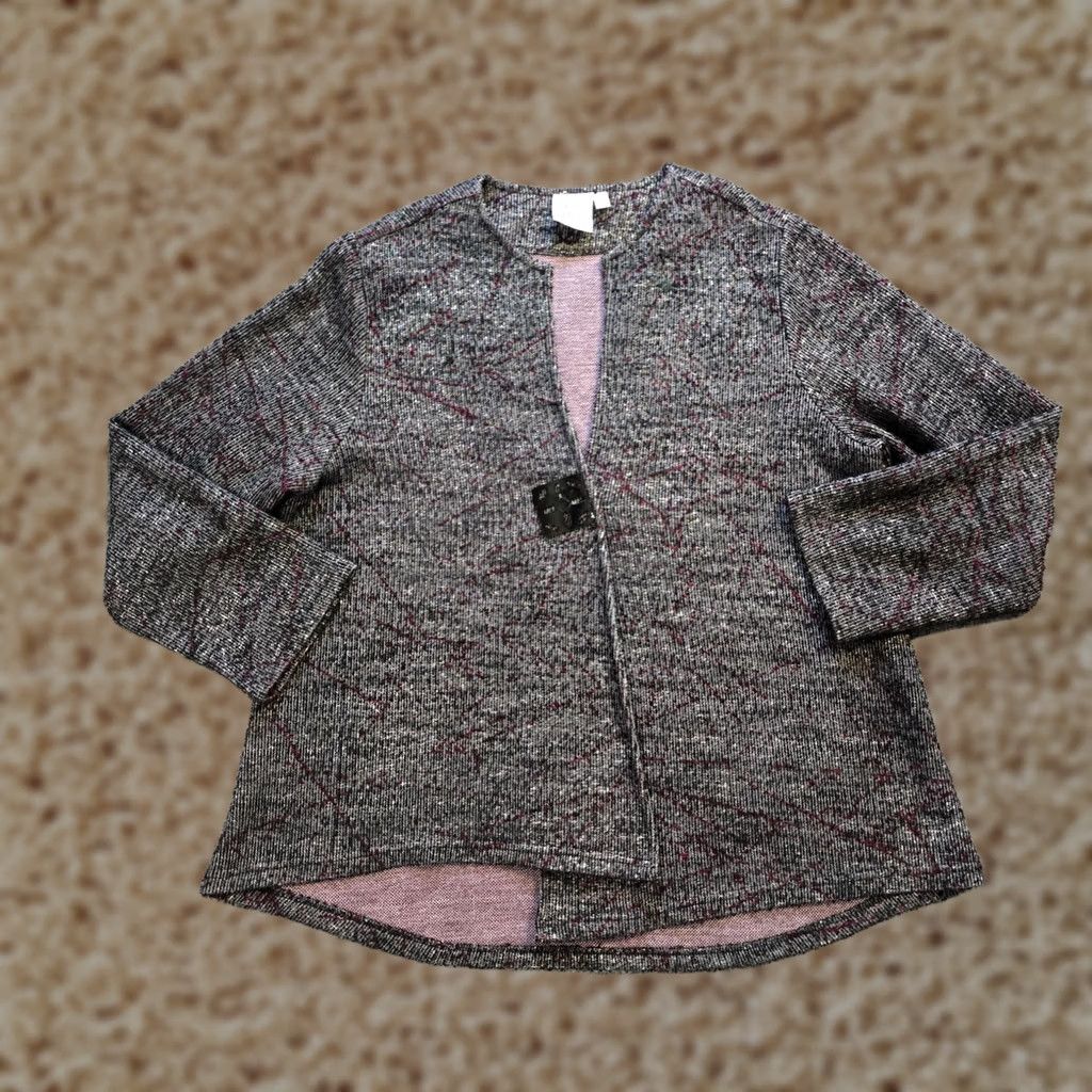 Vintage Parsley & Sage Cardigan Womens XL Black Textured Boucle Lagenlook Cardigan Knit Sleeve Long V-Neck Button Size XL / US 12-14 / IT 48-50 - 1 Thumbnail