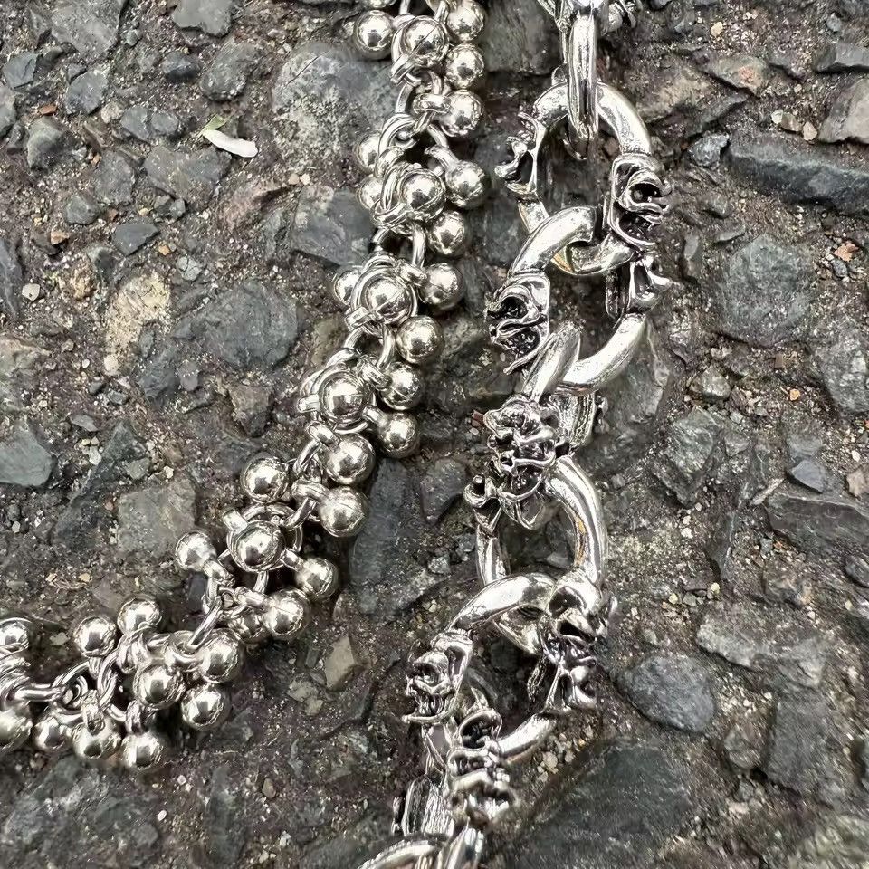 Jewelry Gothic Skull & Ball Link Multi-Layer Wallet Chain Size ONE SIZE - 3 Thumbnail