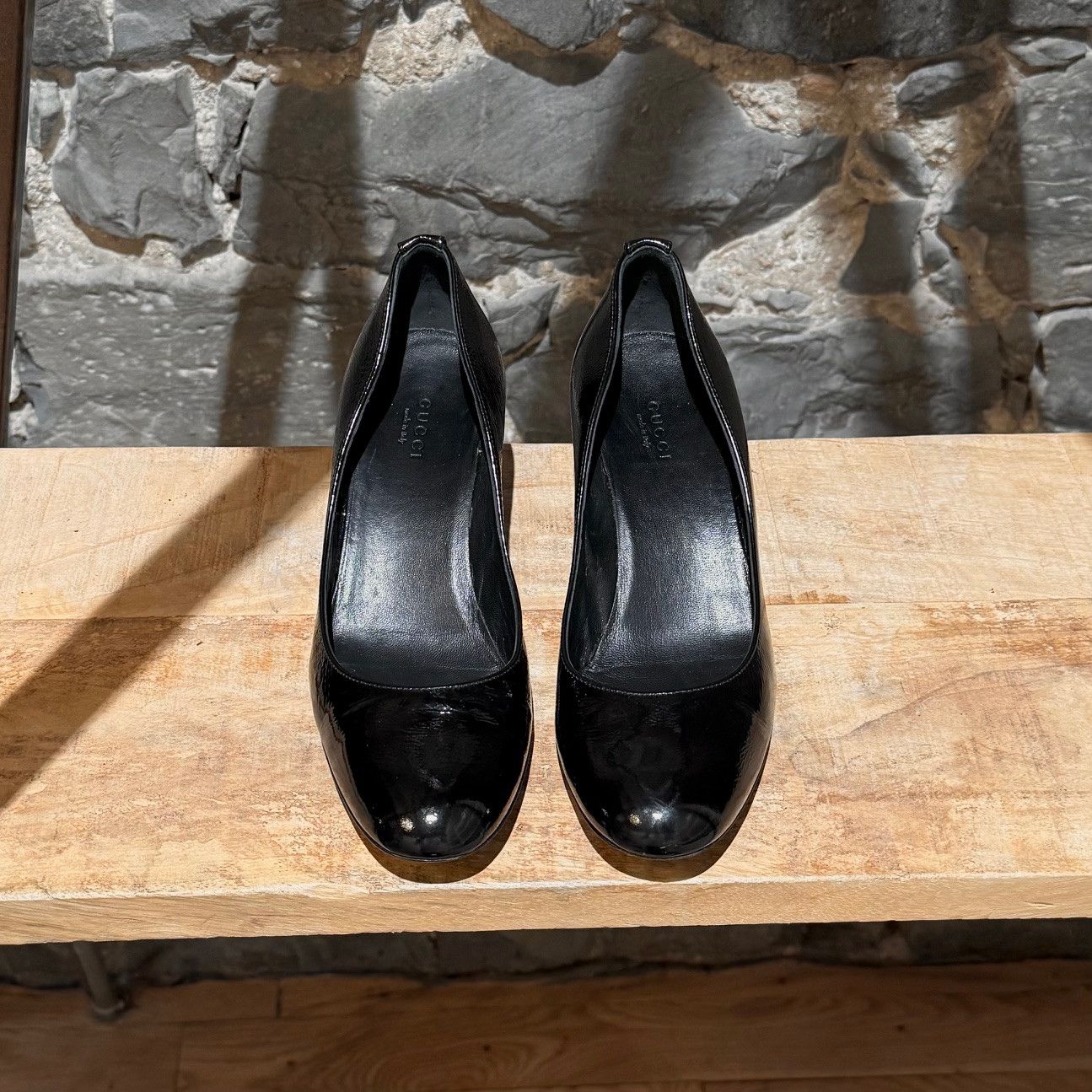 Gucci Gucci Black Patent GG Wedge Pumps Size US 7.5 / IT 37.5 - 3 Thumbnail