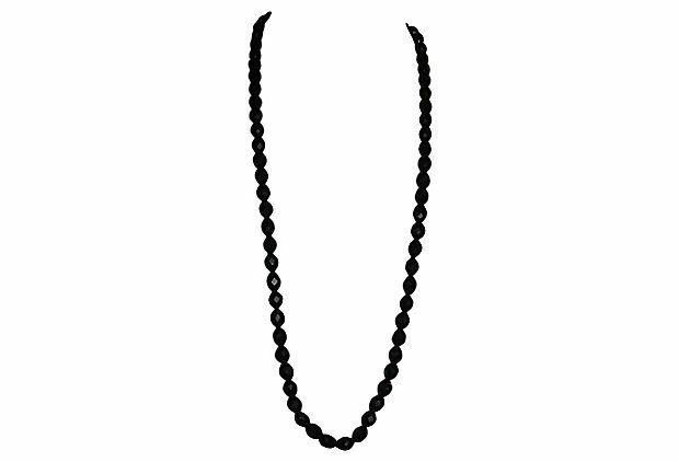 Designer Faceted Black Bakelite Bead Necklace Size ONE SIZE - 1 Thumbnail