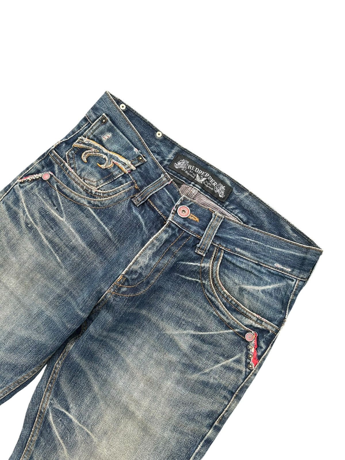 If Six Was Nine Flare Red Pepper Japanese Punk Bondage Distressed Denim Jean Size US 32 / EU 48 - 5 Thumbnail