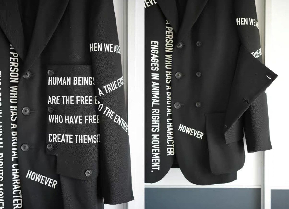 Yohji Yamamoto Yohji Yamamoto 21aw Slogan Print Blazer K4 Size US M / EU 48-50 / 2 - 4 Thumbnail